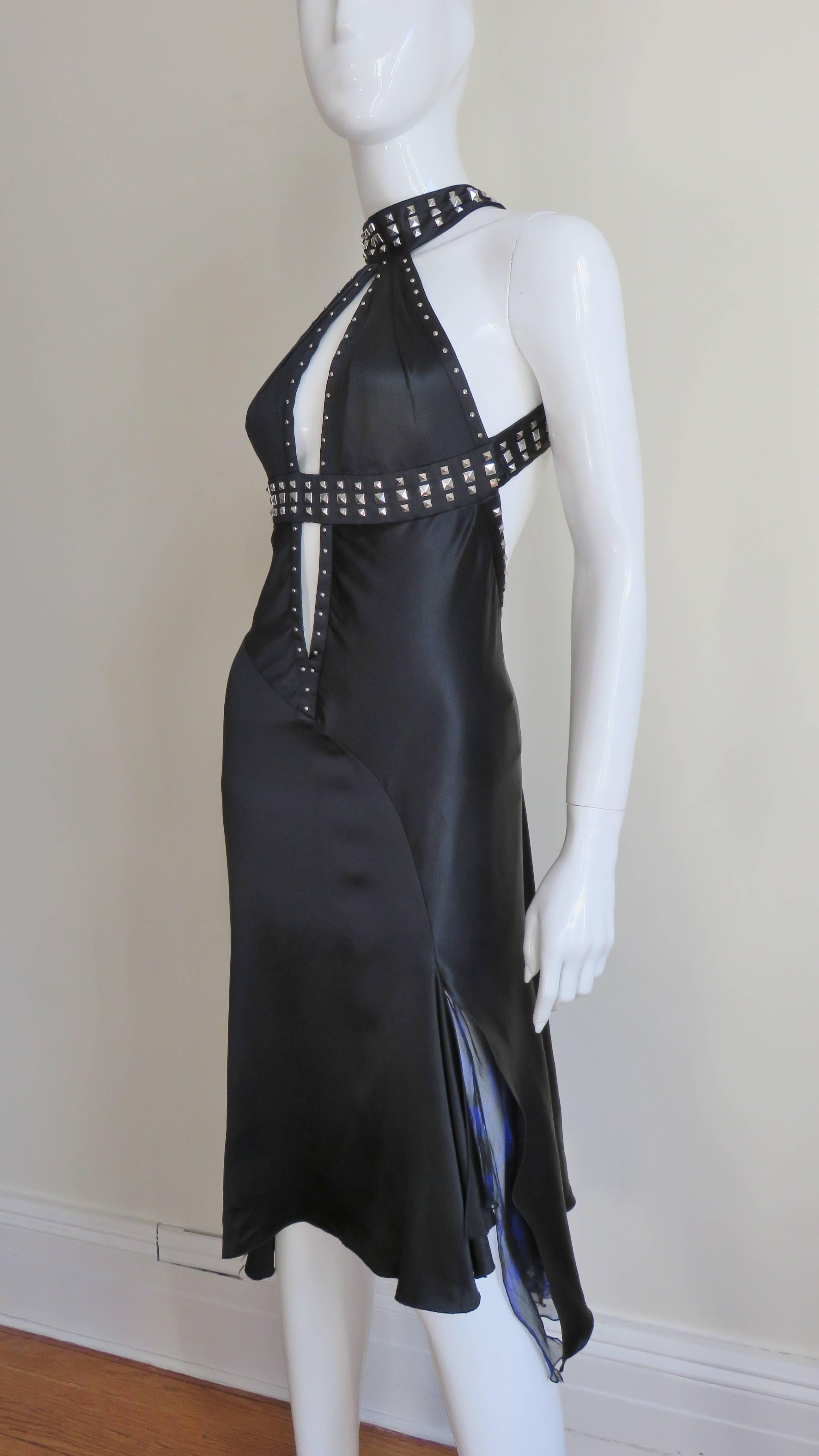   Versace Silk Dress with Studs S/S 2004 For Sale 1