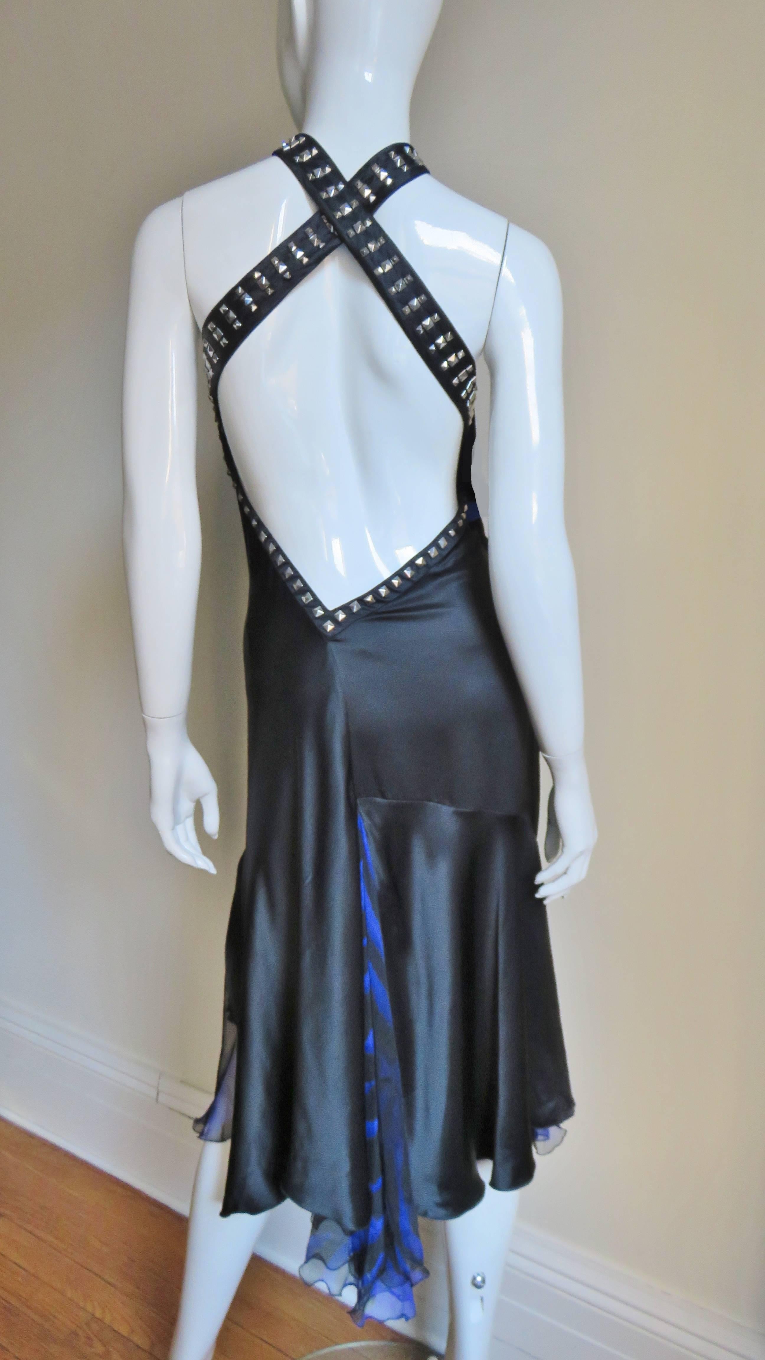   Versace Silk Dress with Studs S/S 2004 For Sale 4