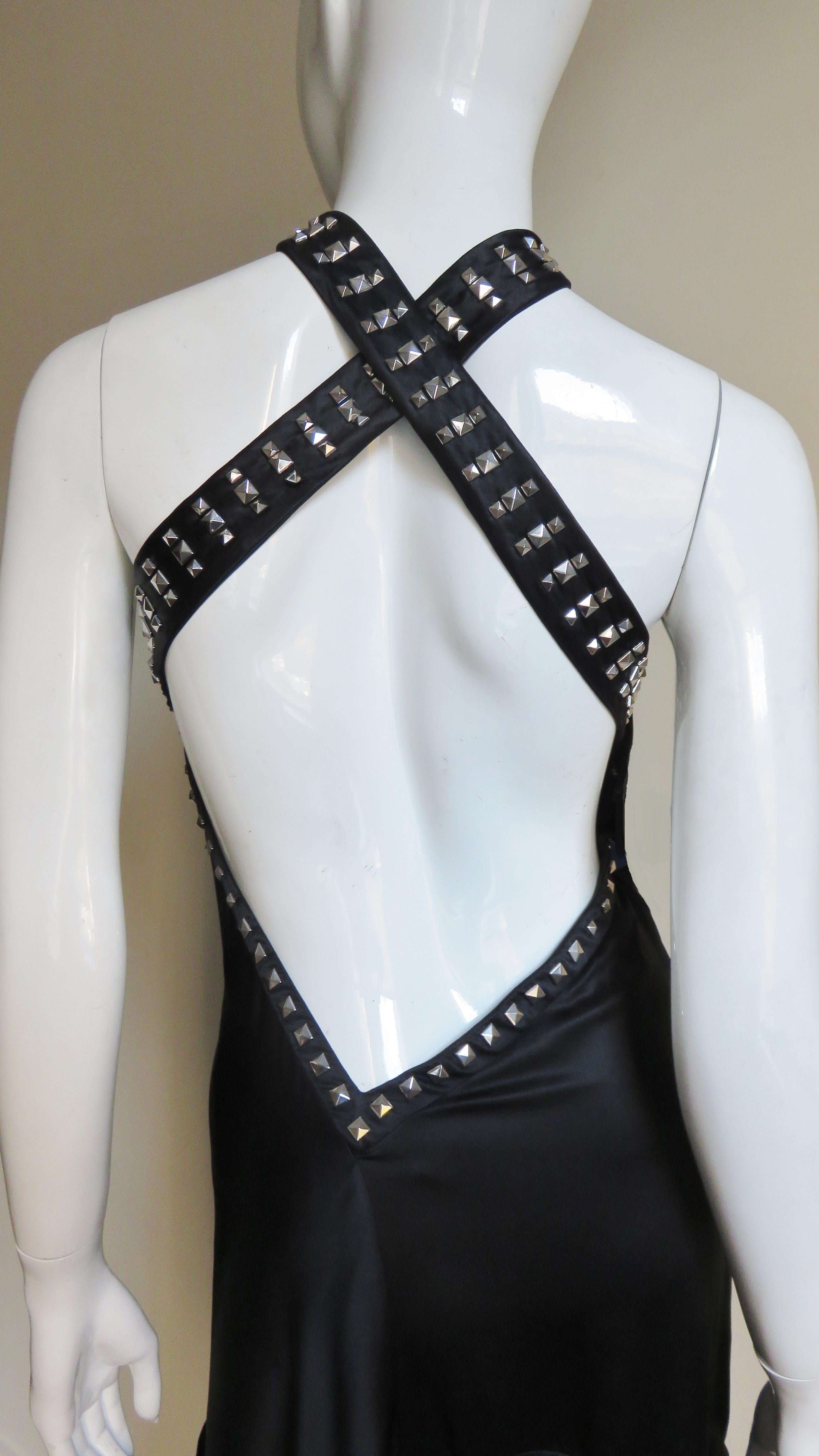   Versace Silk Dress with Studs S/S 2004 For Sale 5