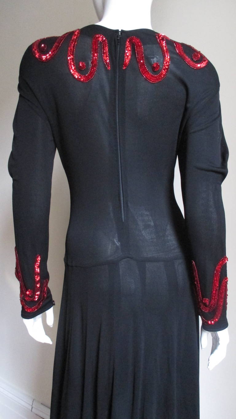 Jean Muir Silk Jersey Dress with Sequins 1980s 4