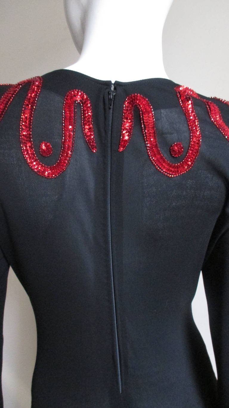 Jean Muir Silk Jersey Dress with Sequins 1980s 5