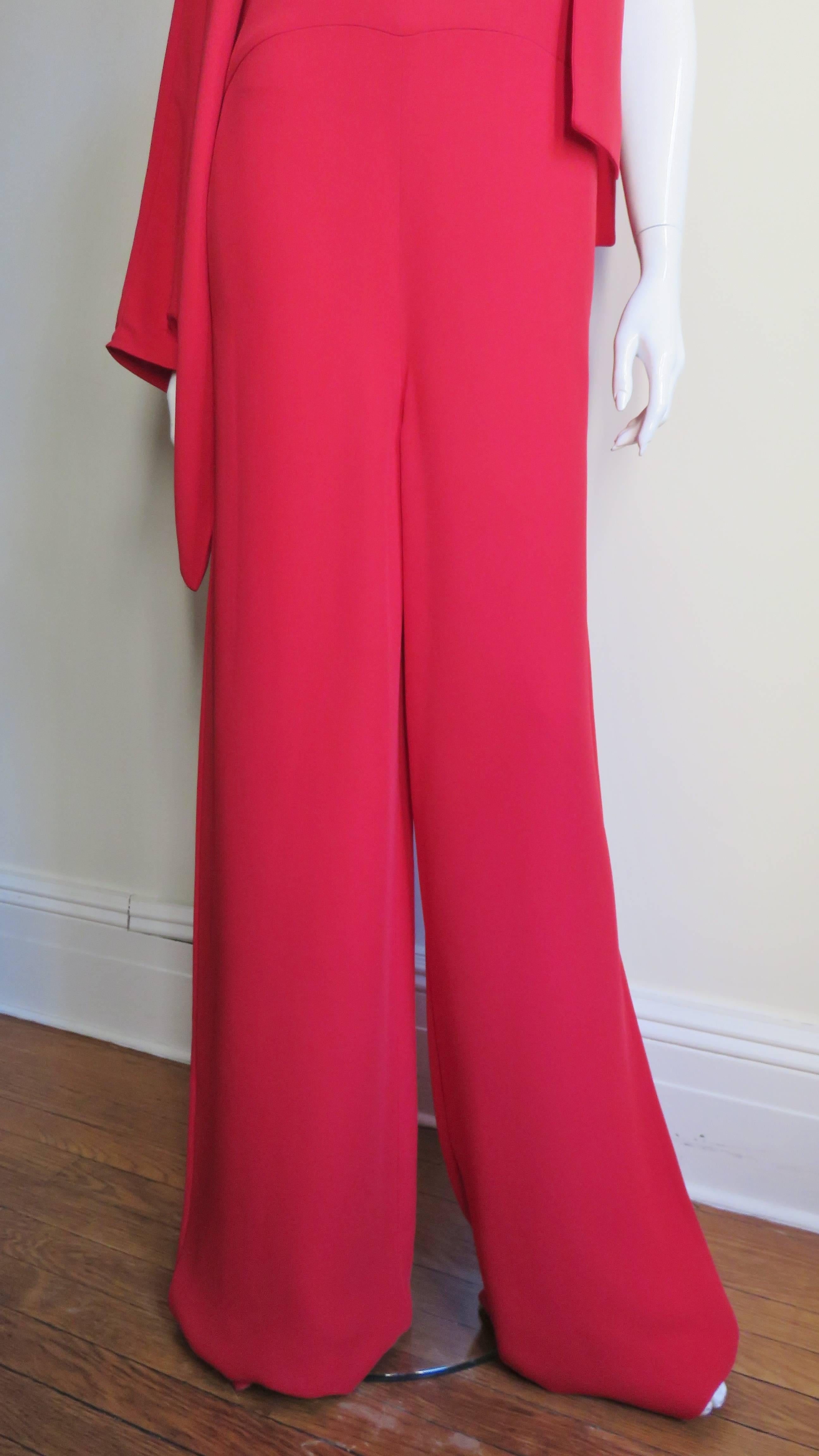 Women's Valentino New Silk One Sleeve Jumpsuit with Tie Neck For Sale
