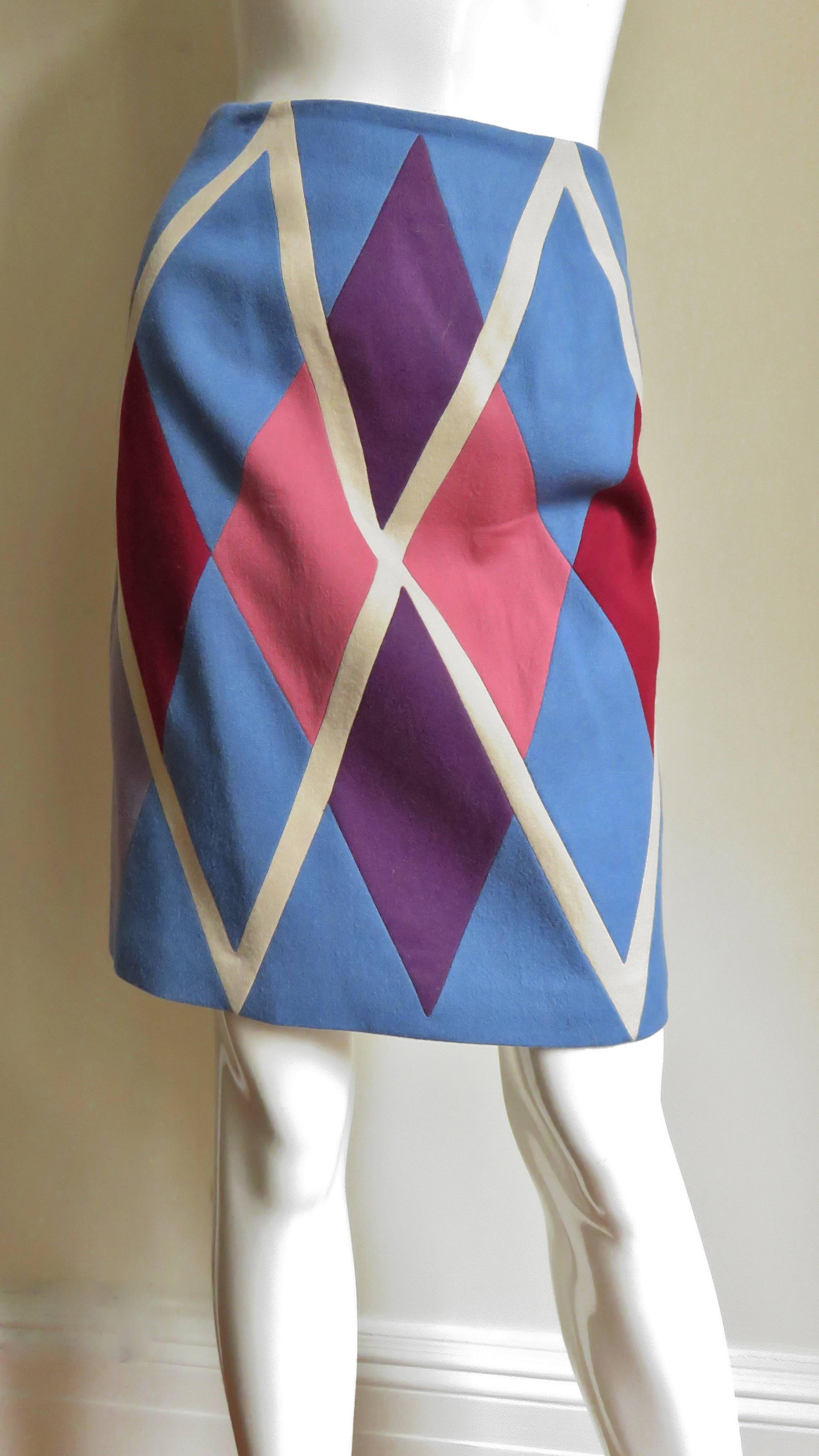  Christian Francis Roth Color Block Skirt 1980s In Good Condition For Sale In Water Mill, NY