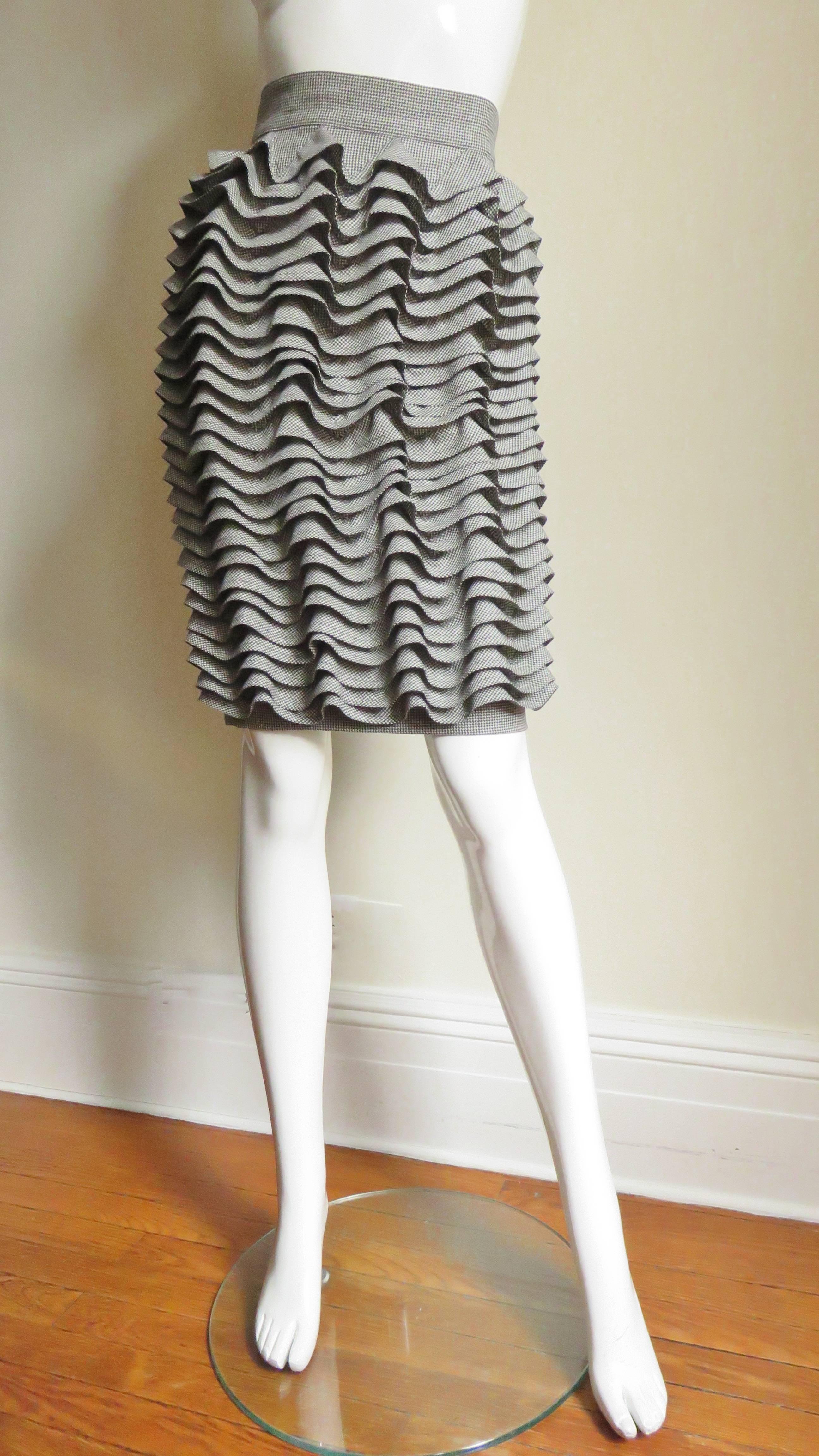 Women's  Gianni Versace Couture Check Ruffle Skirt 1990s For Sale