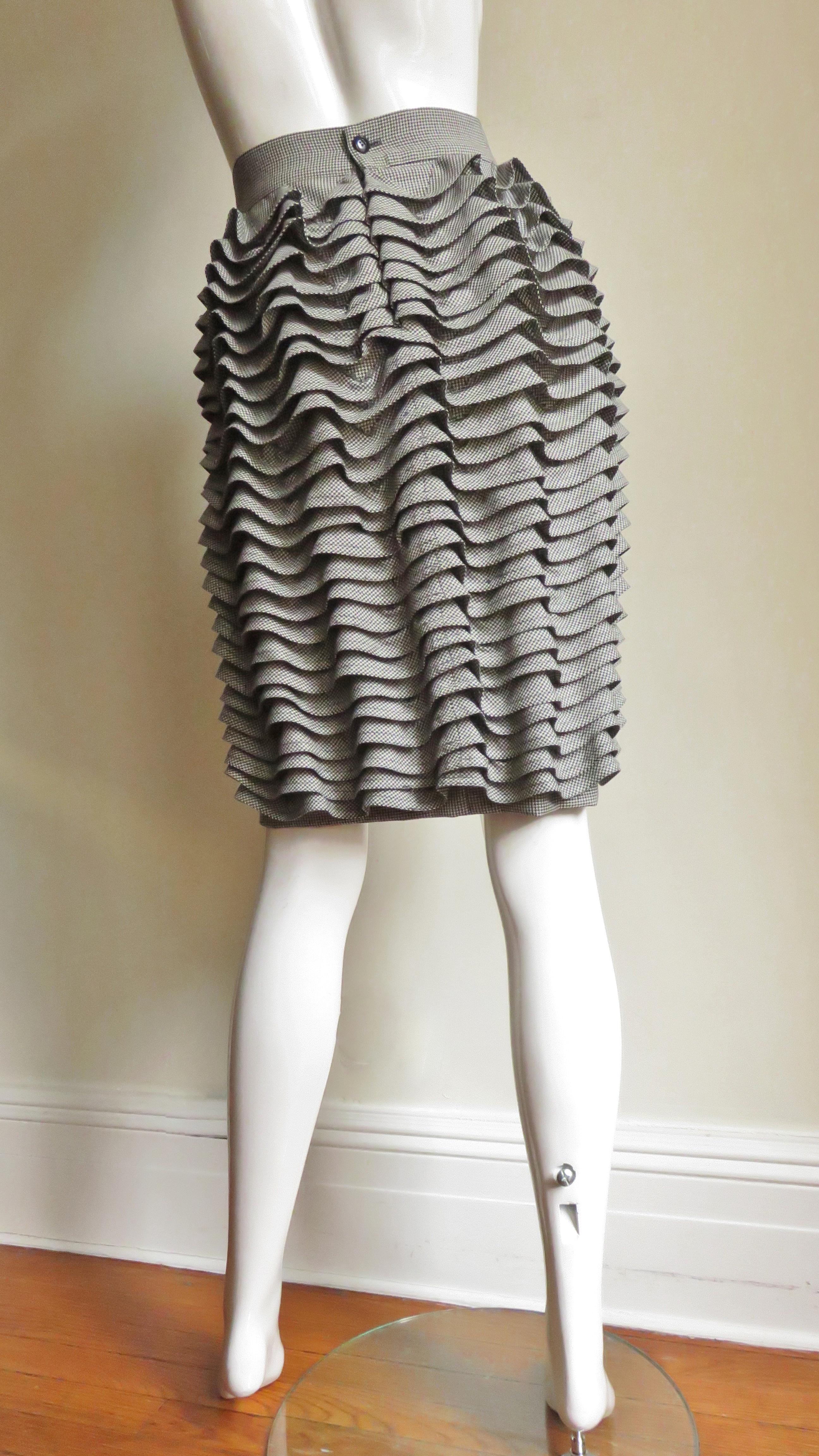  Gianni Versace Couture Check Ruffle Skirt 1990s For Sale 1