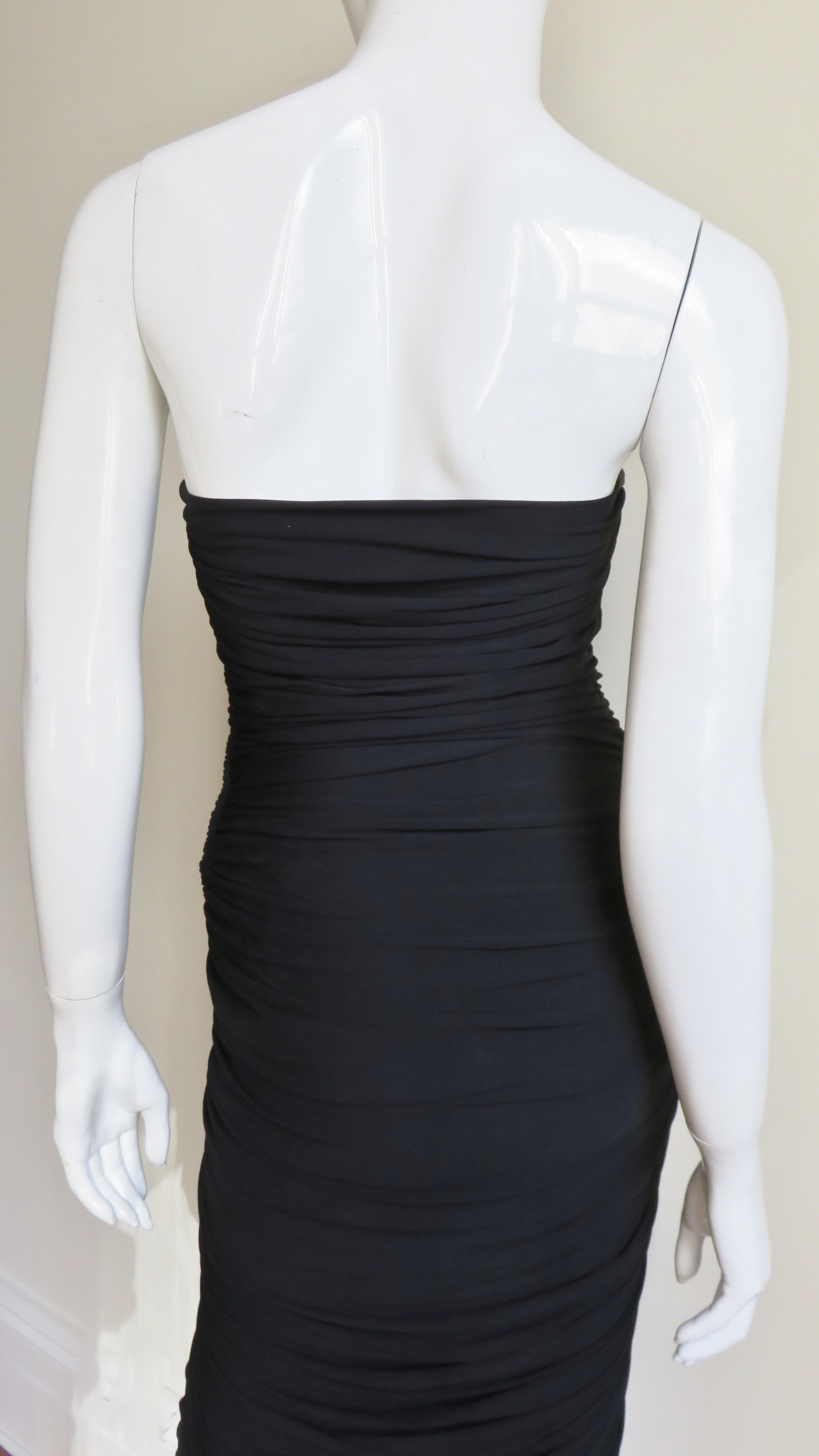 Vicky Tiel 1980s Strapless Ruched Dress For Sale 3