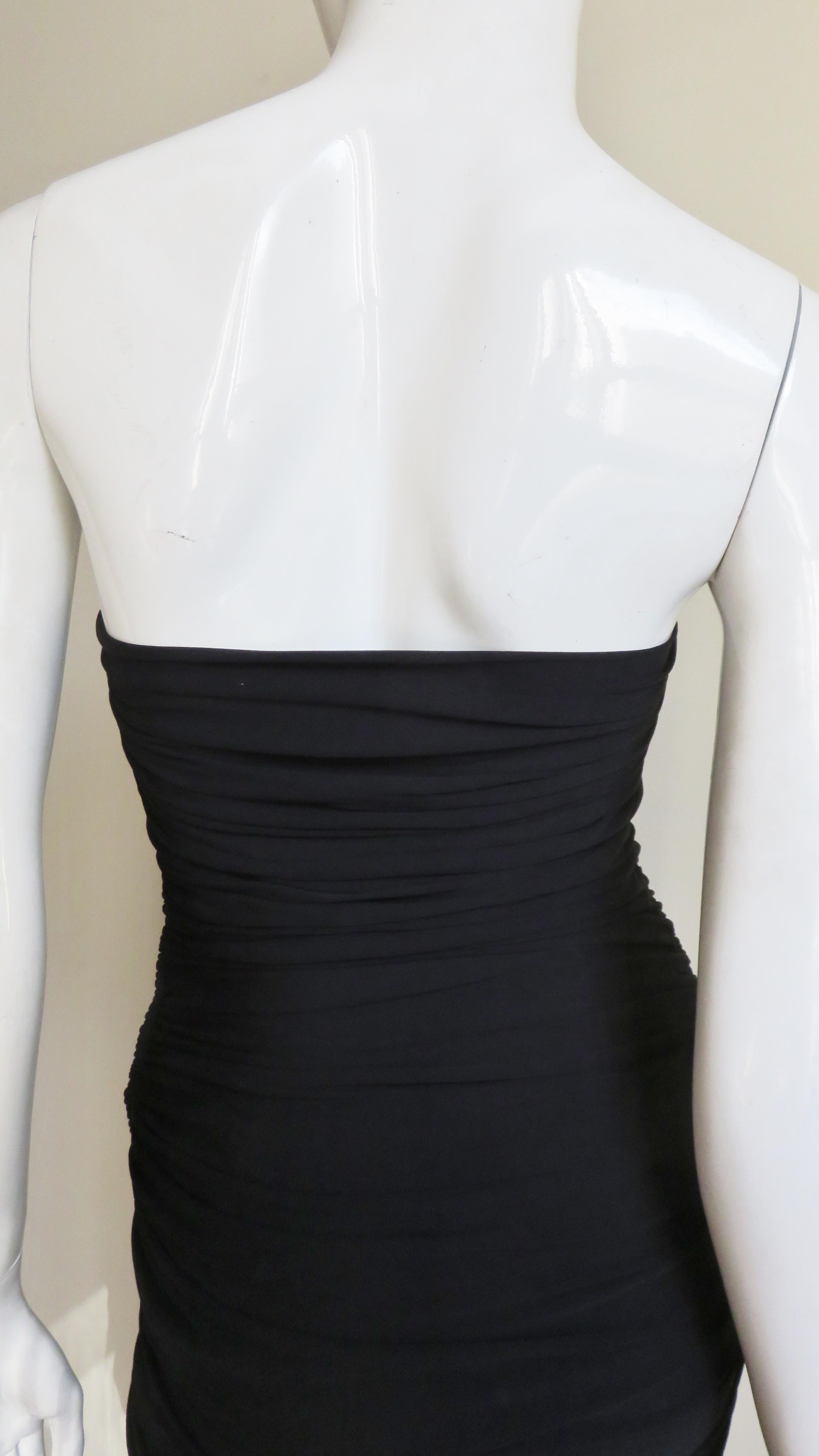 Vicky Tiel 1980s Strapless Ruched Dress For Sale 4