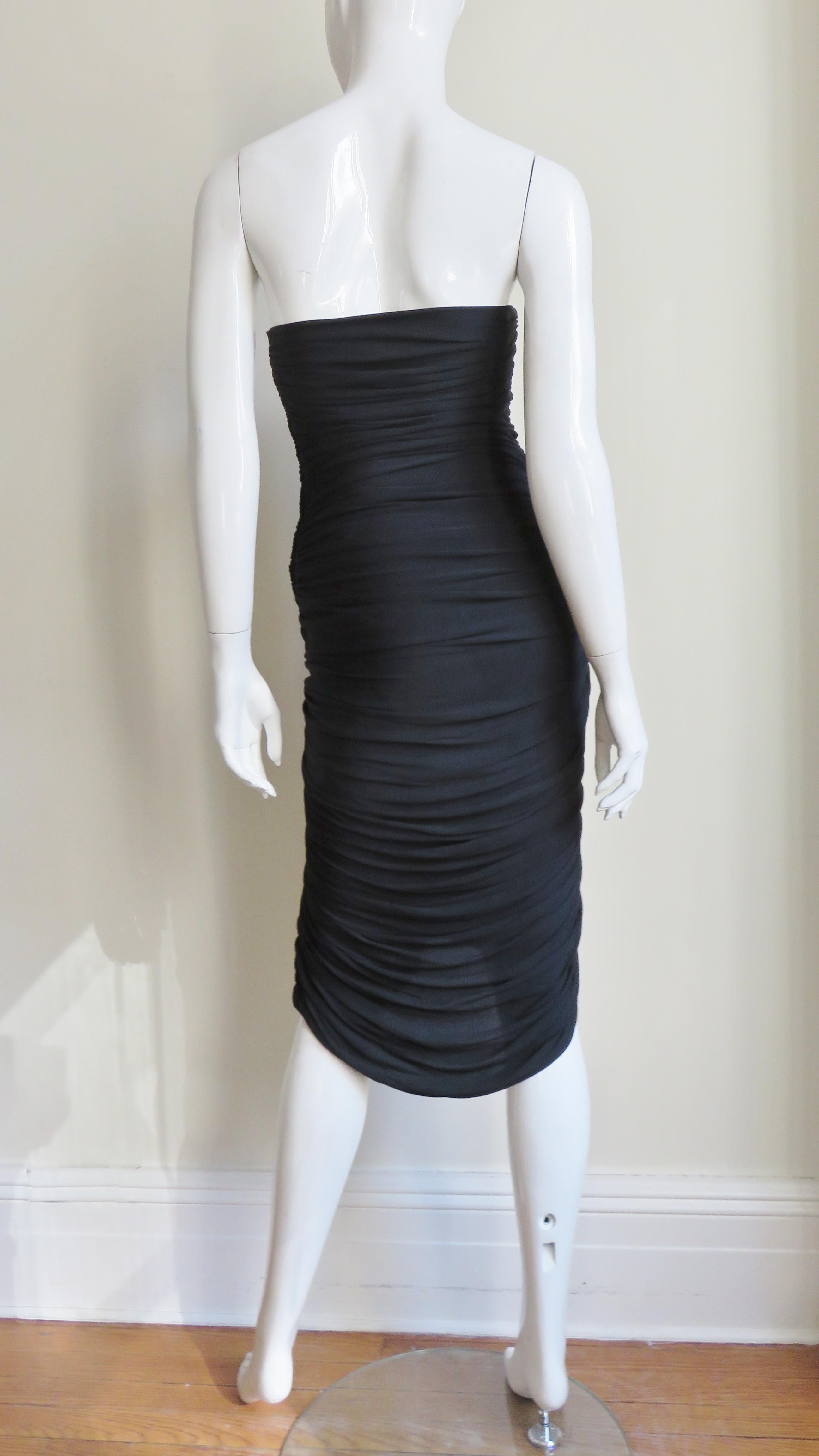 Vicky Tiel 1980s Strapless Ruched Dress For Sale 6