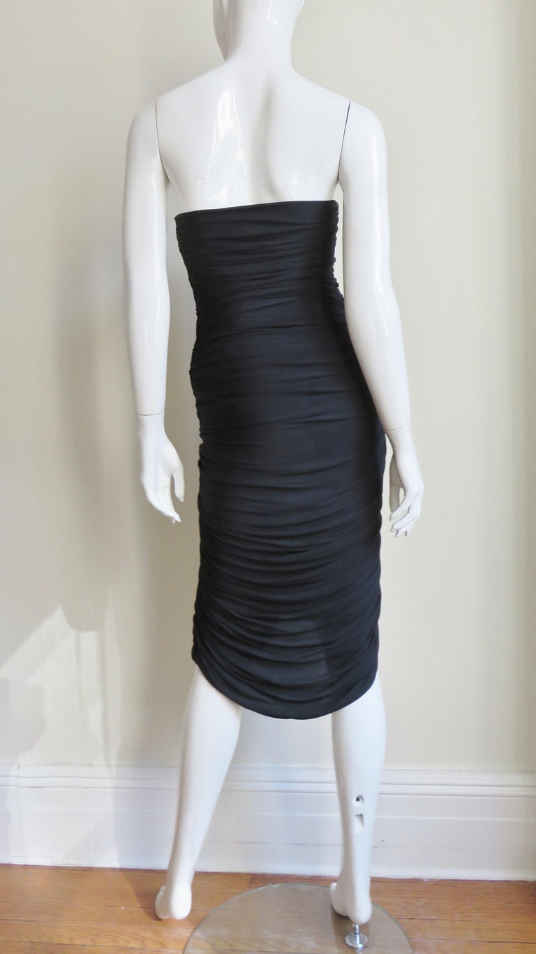 Vicky Tiel 1980s Strapless Ruched Dress For Sale at 1stDibs