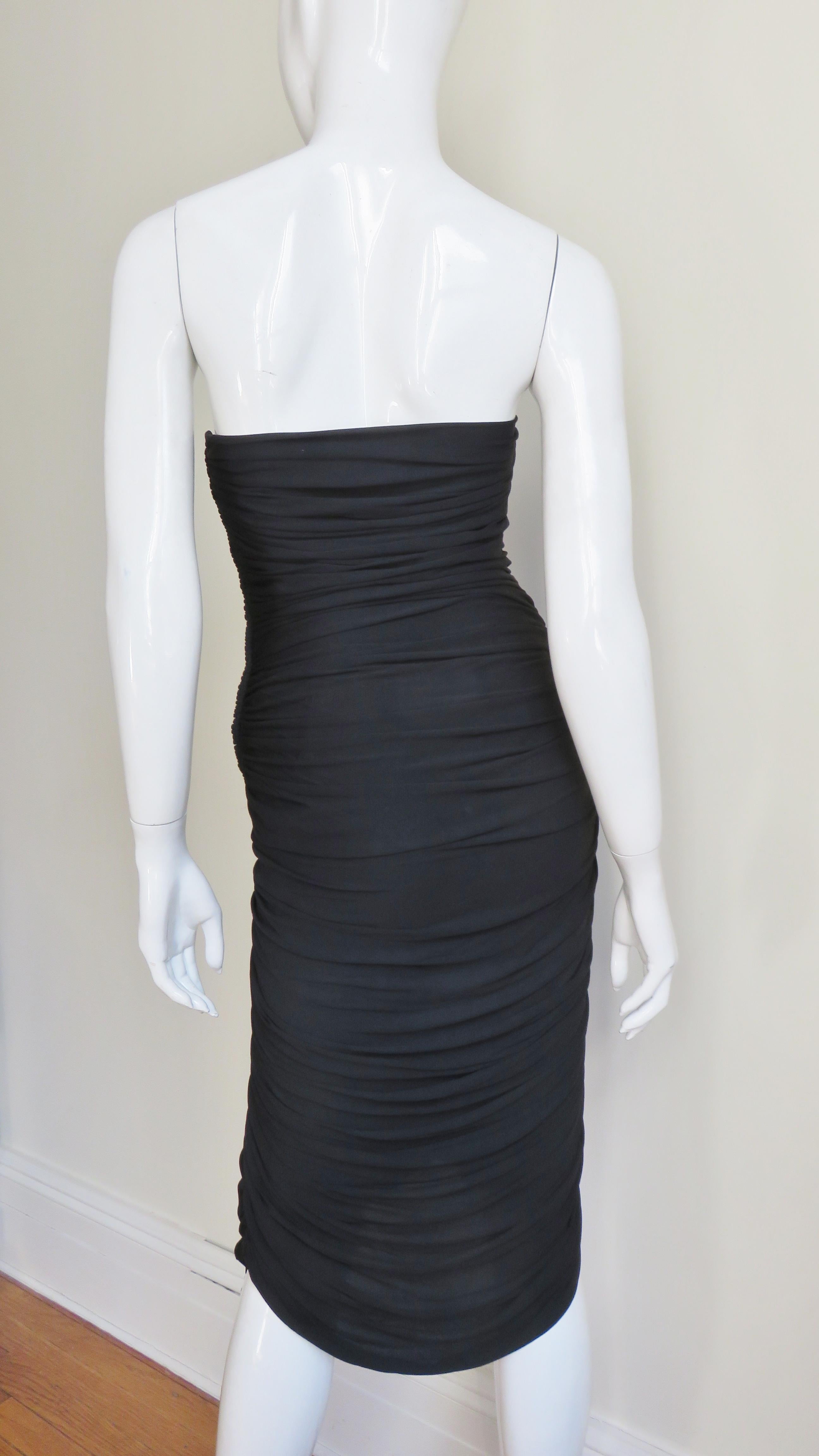 Vicky Tiel 1980s Strapless Ruched Dress For Sale 2