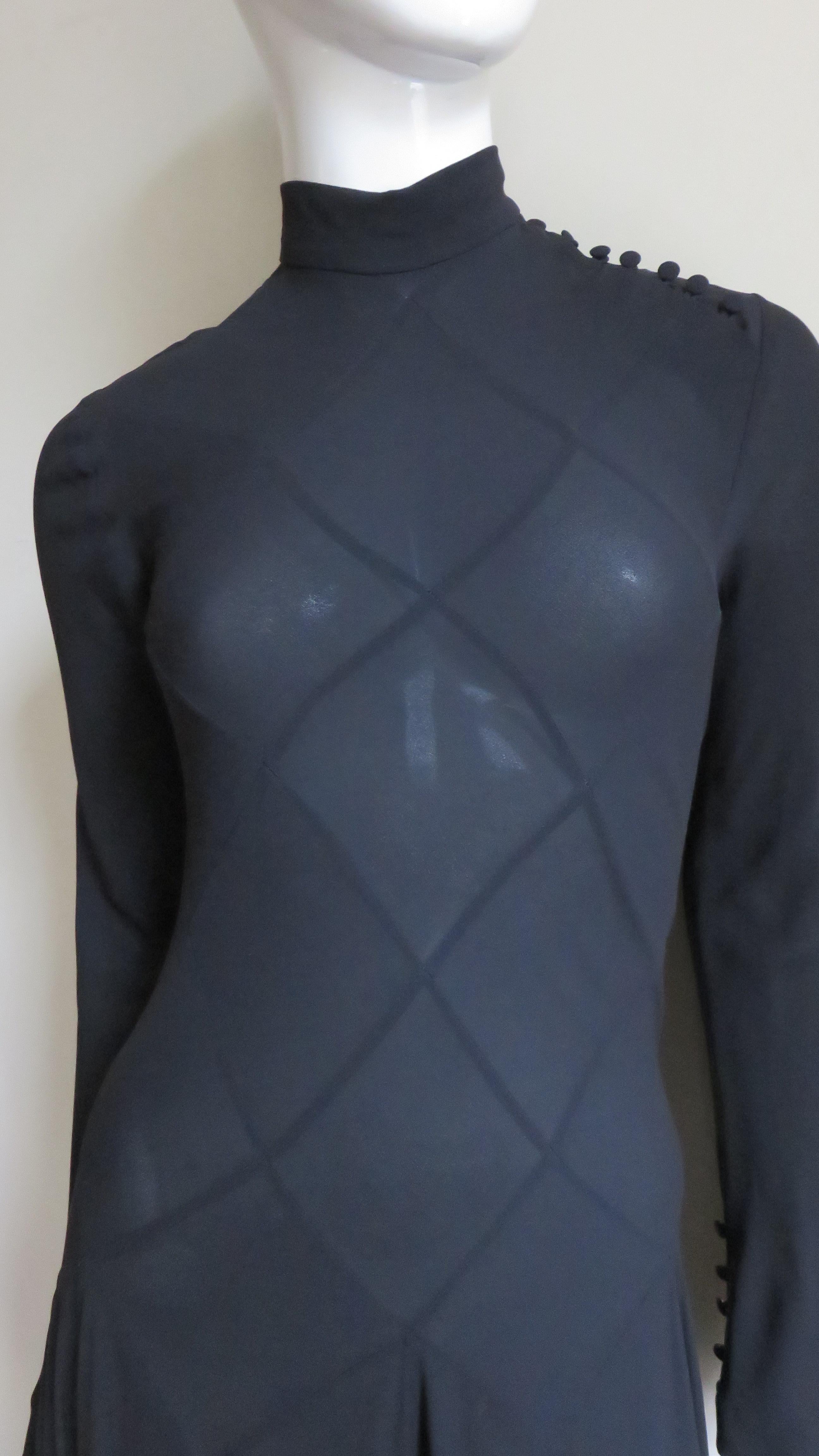 Calvin Klein - Robe longue en soie avec motifs marins complexes en vente 1