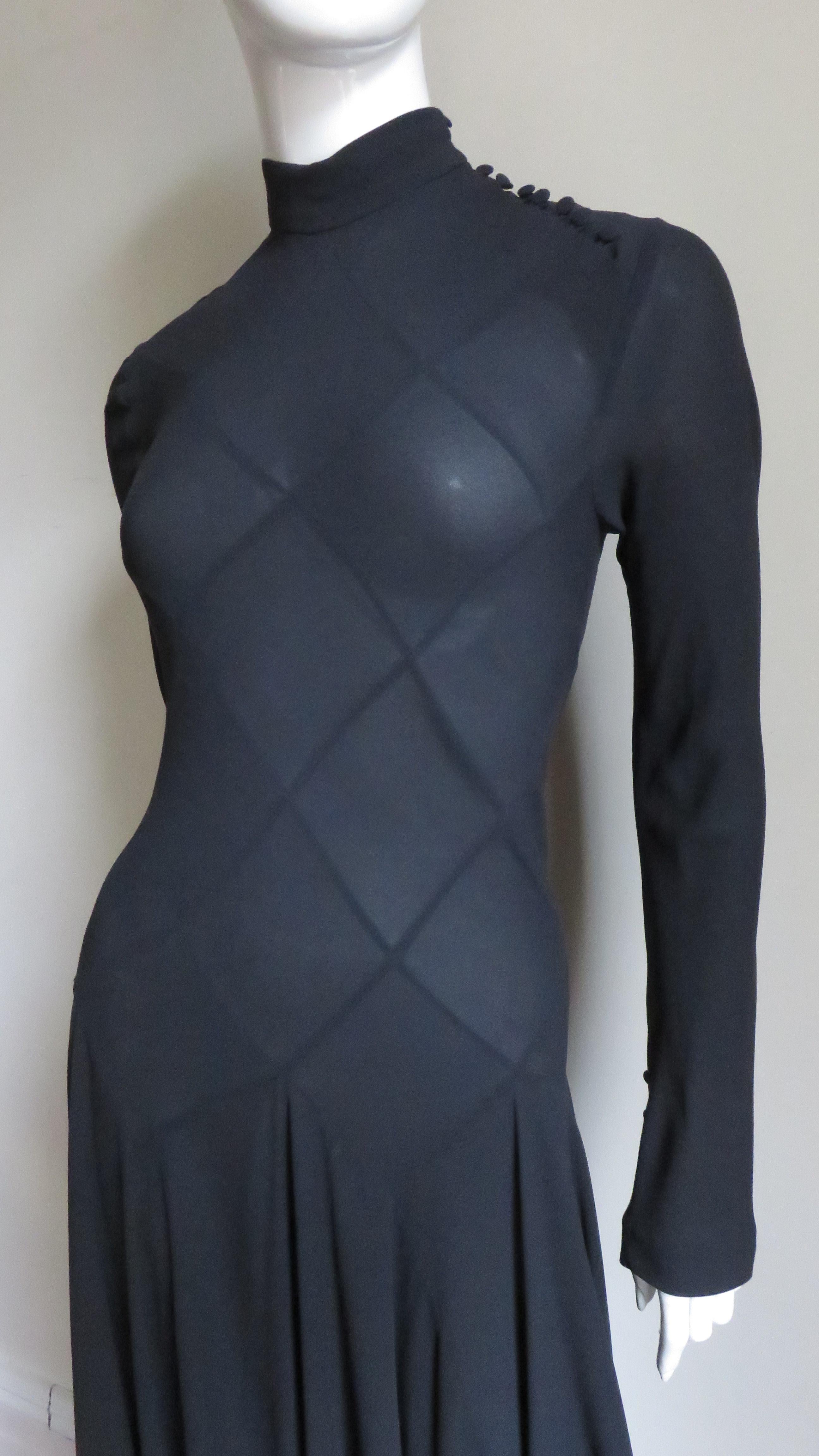 Noir Calvin Klein - Robe longue en soie avec motifs marins complexes en vente