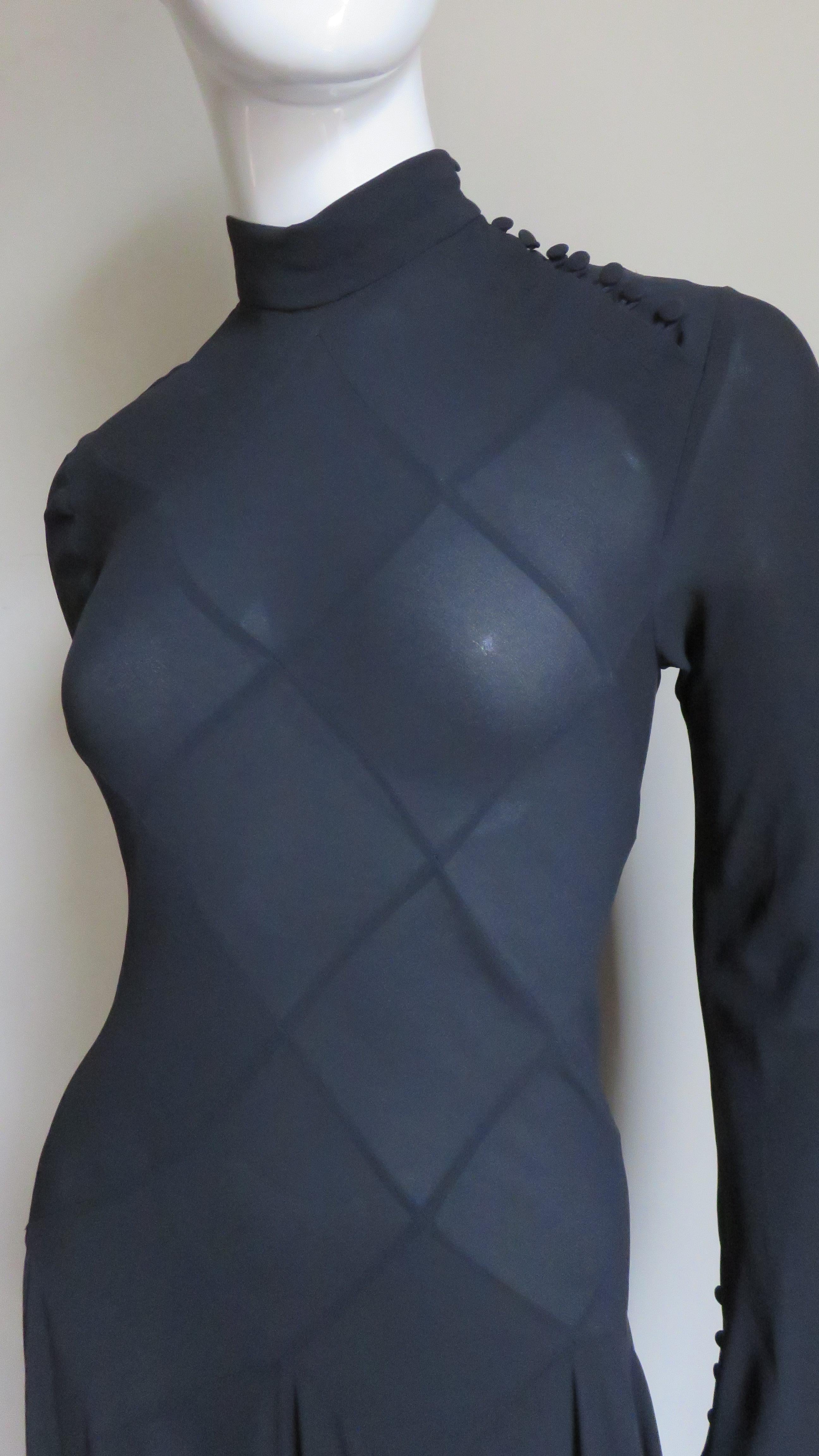 Calvin Klein - Robe longue en soie avec motifs marins complexes Excellent état - En vente à Water Mill, NY