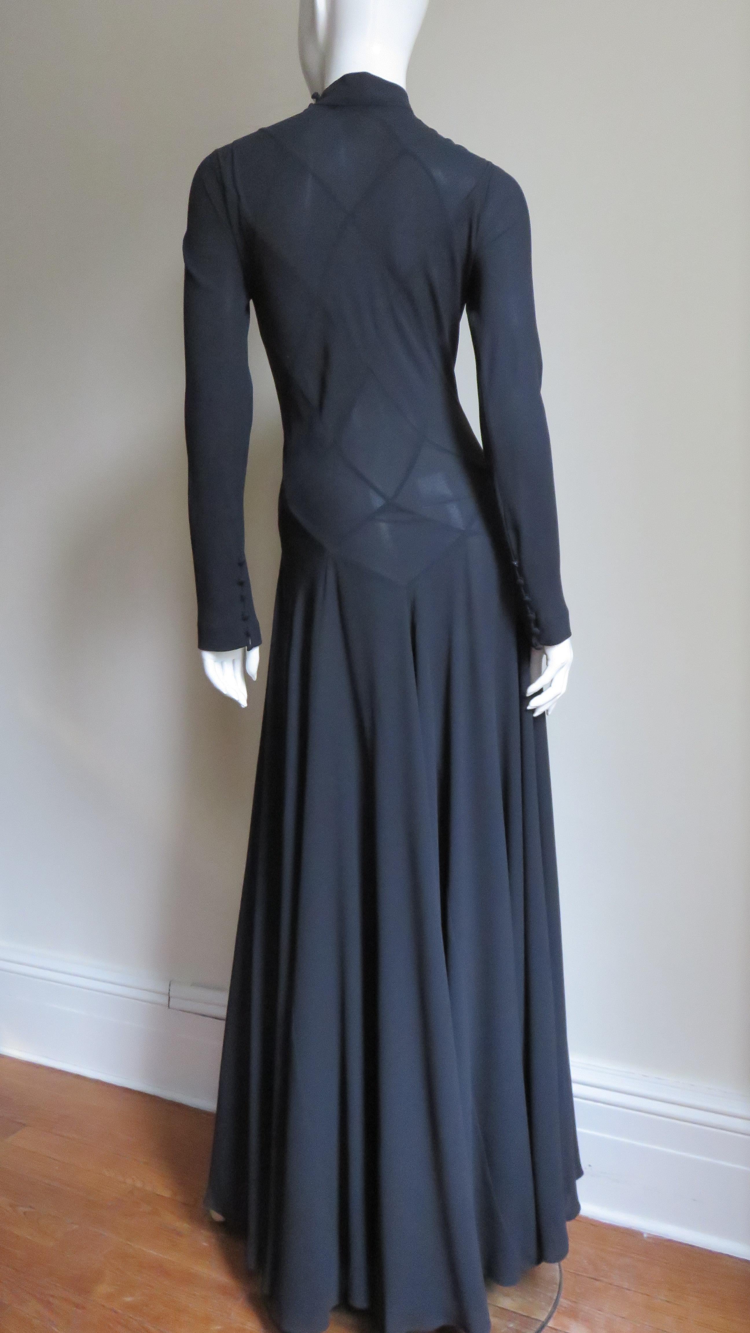 Calvin Klein Silk Maxi Dress with Intricate Seaming For Sale 8