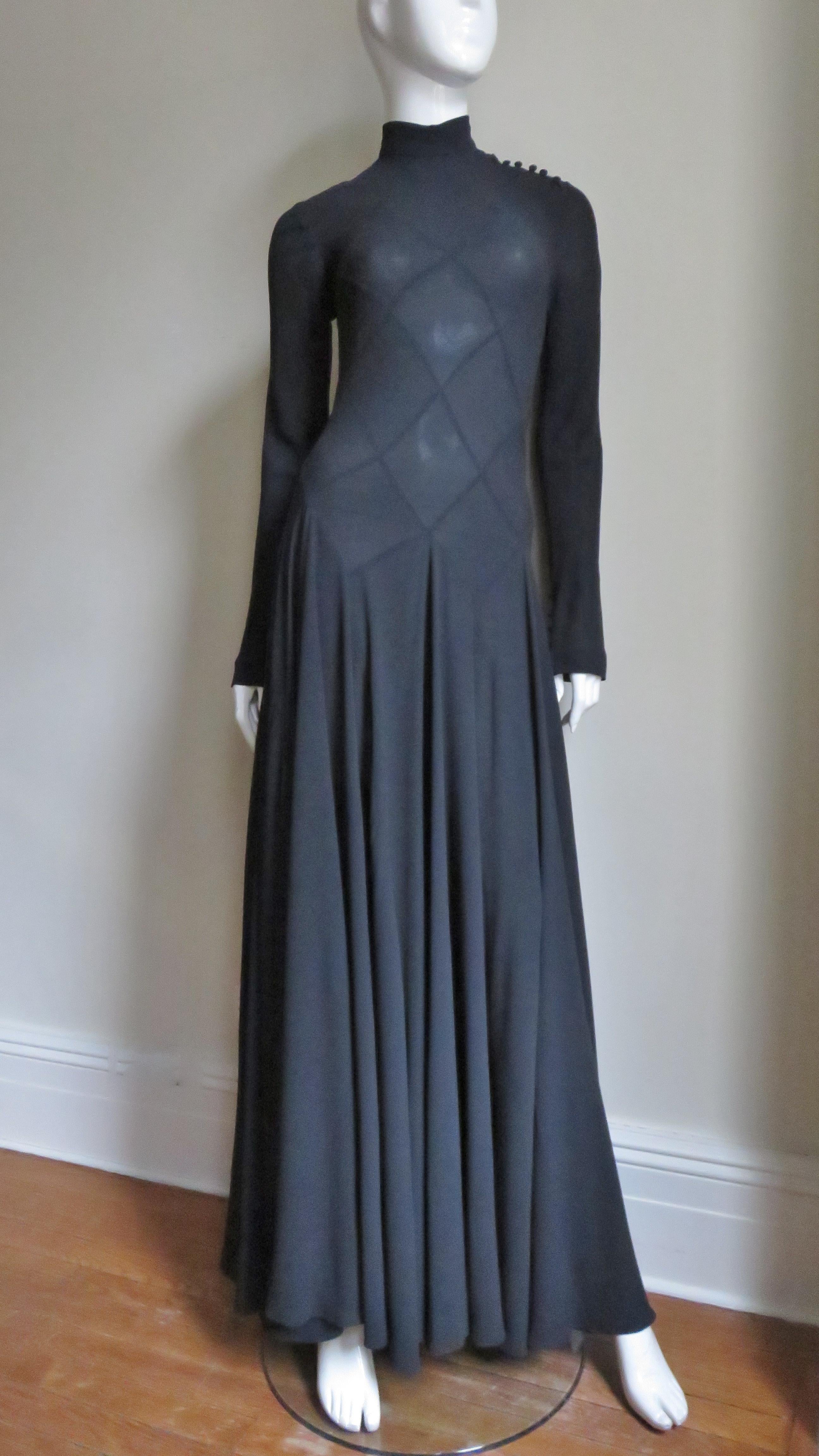 Calvin Klein Silk Maxi Dress with Intricate Seaming For Sale 1