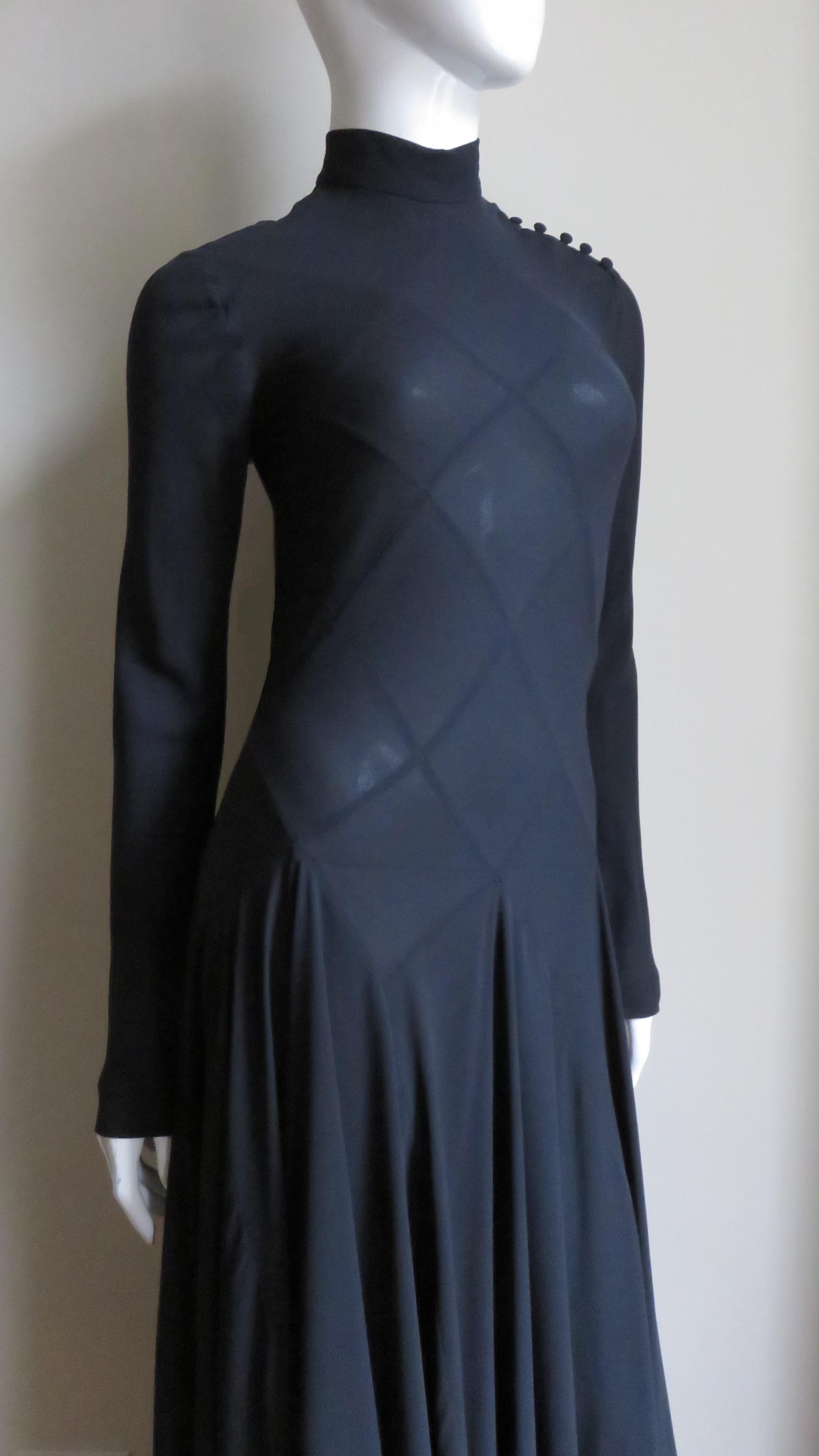 Calvin Klein Silk Maxi Dress with Intricate Seaming For Sale 2