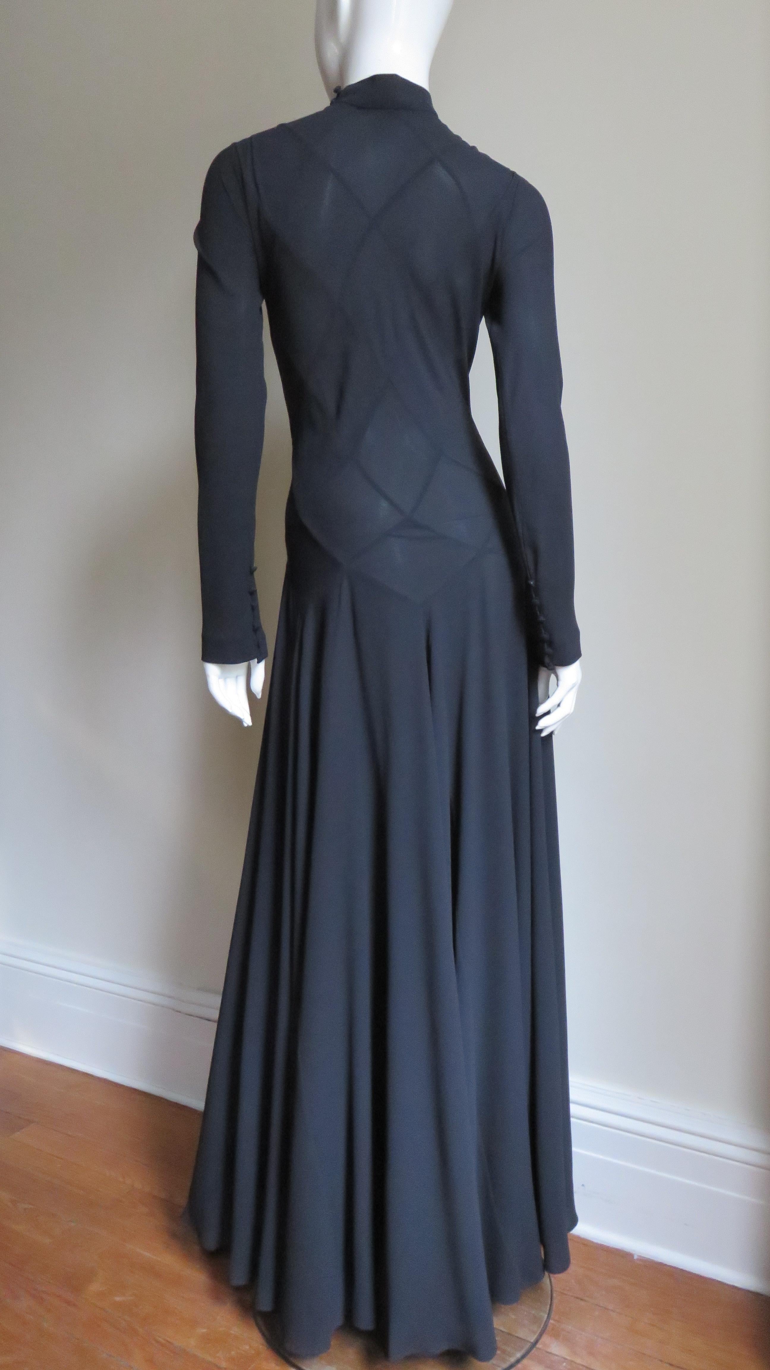 Calvin Klein Silk Maxi Dress with Intricate Seaming For Sale 3