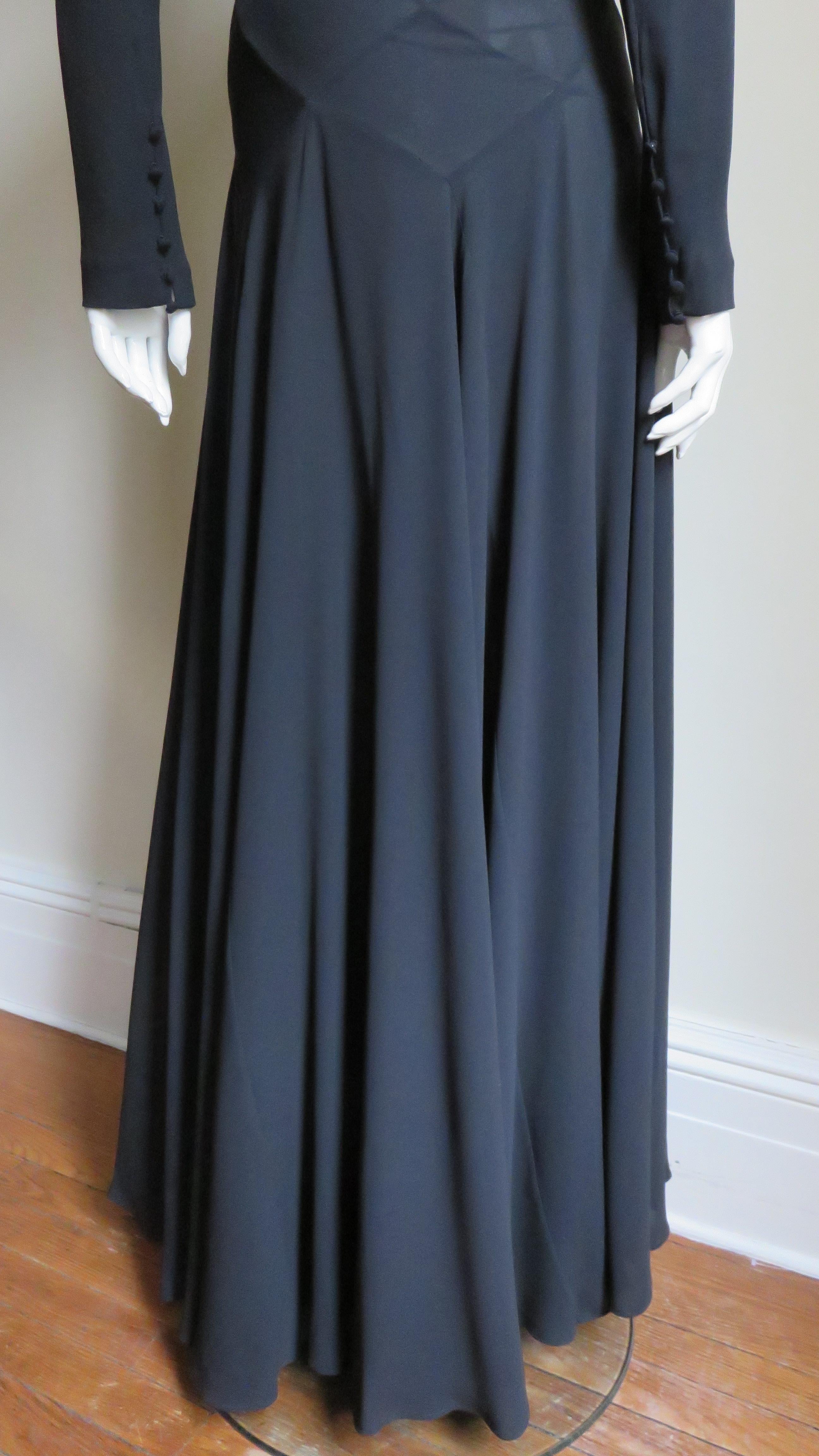 Calvin Klein Silk Maxi Dress with Intricate Seaming For Sale 7