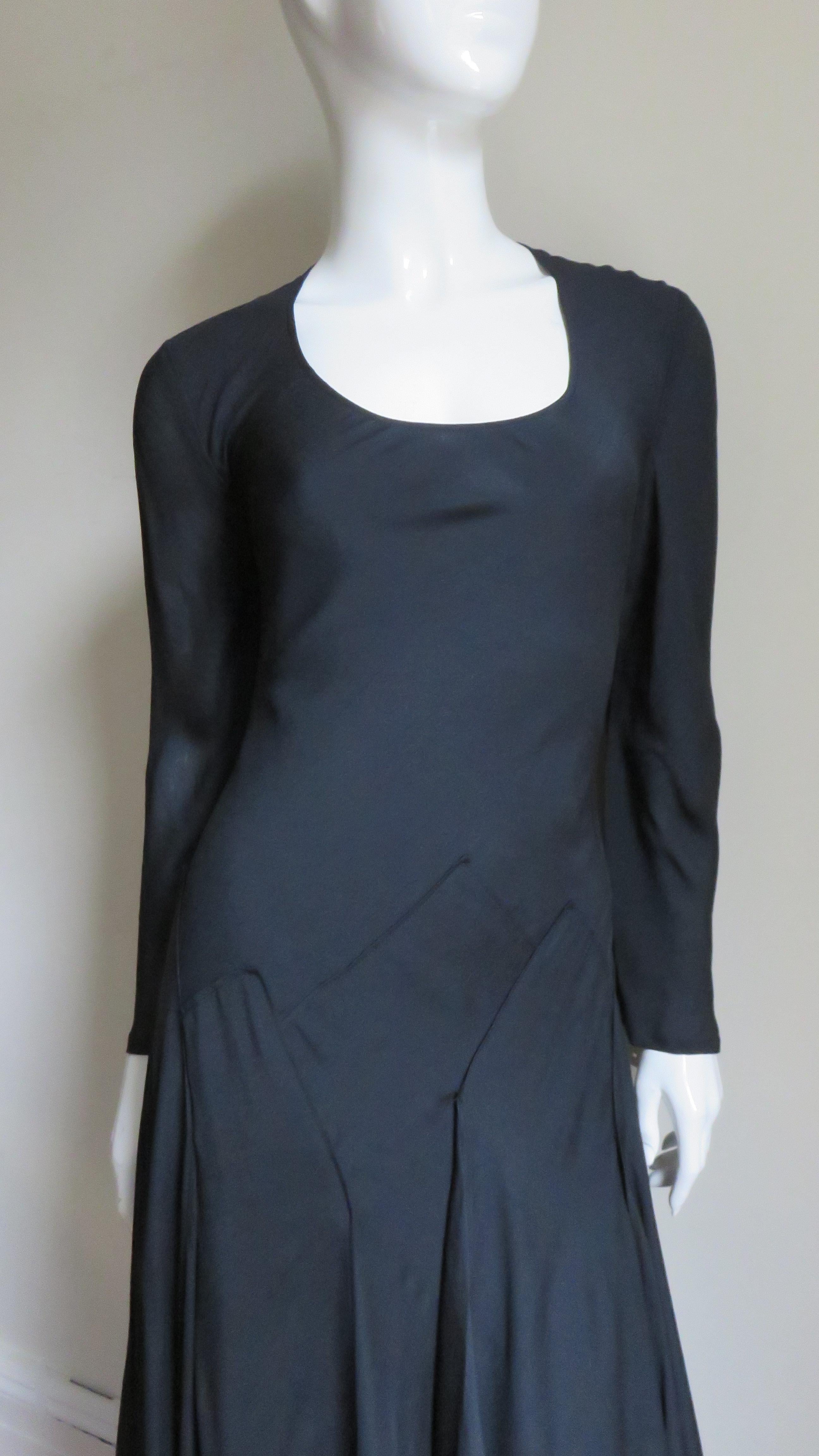 Black Jil Sander Scarf Hem Dress For Sale