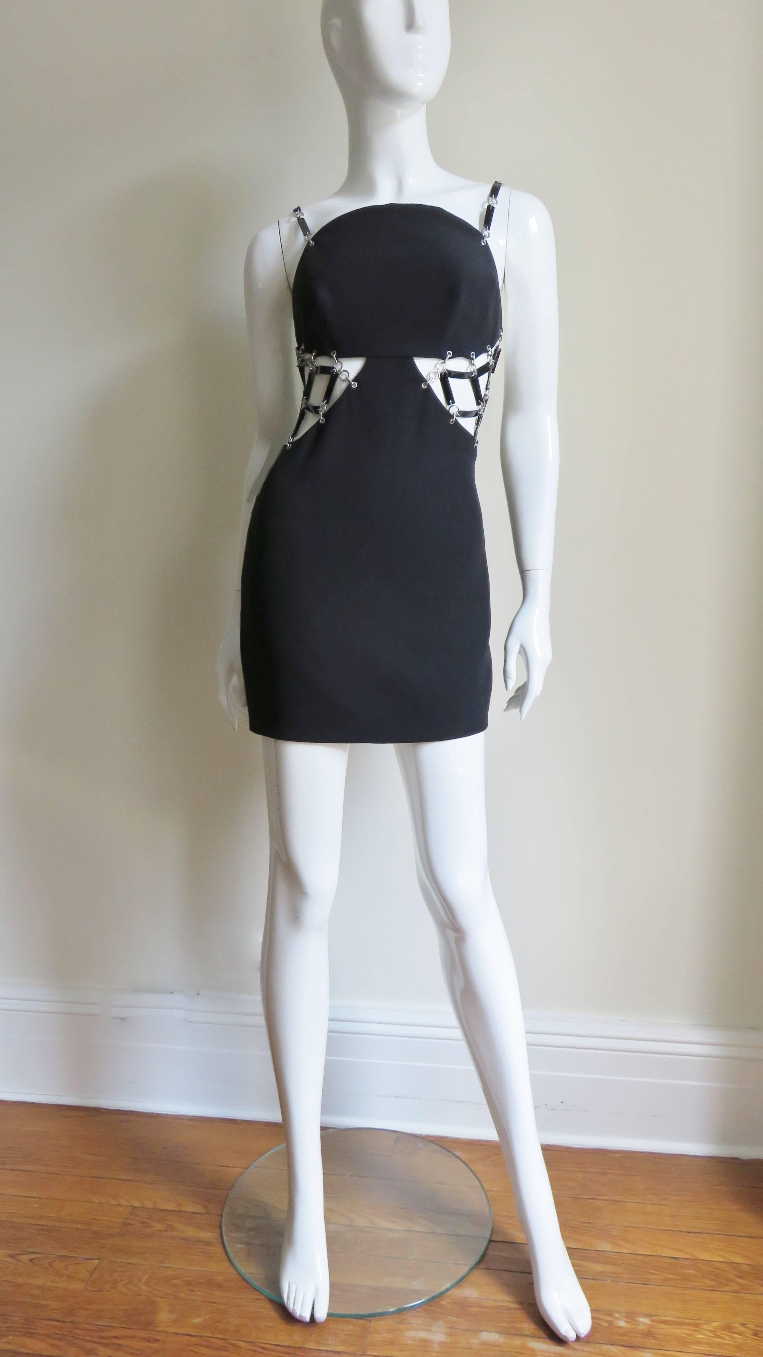Versace Silk Dress with Leather Links and Cut outs 4