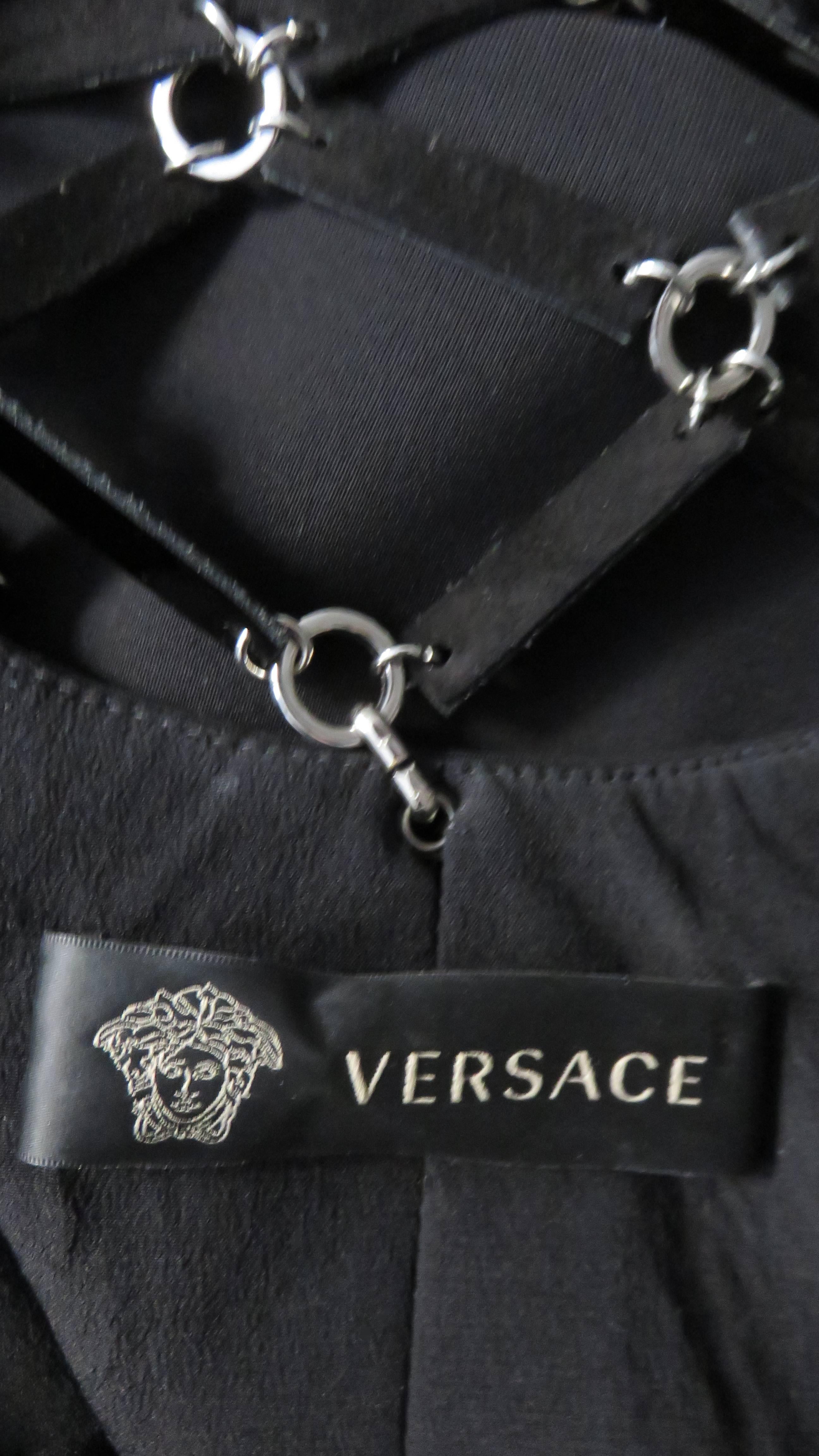 Versace Silk Dress with Leather Links and Cut outs 11