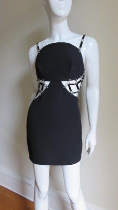 Versace Silk Dress with Leather Links and Cut outs