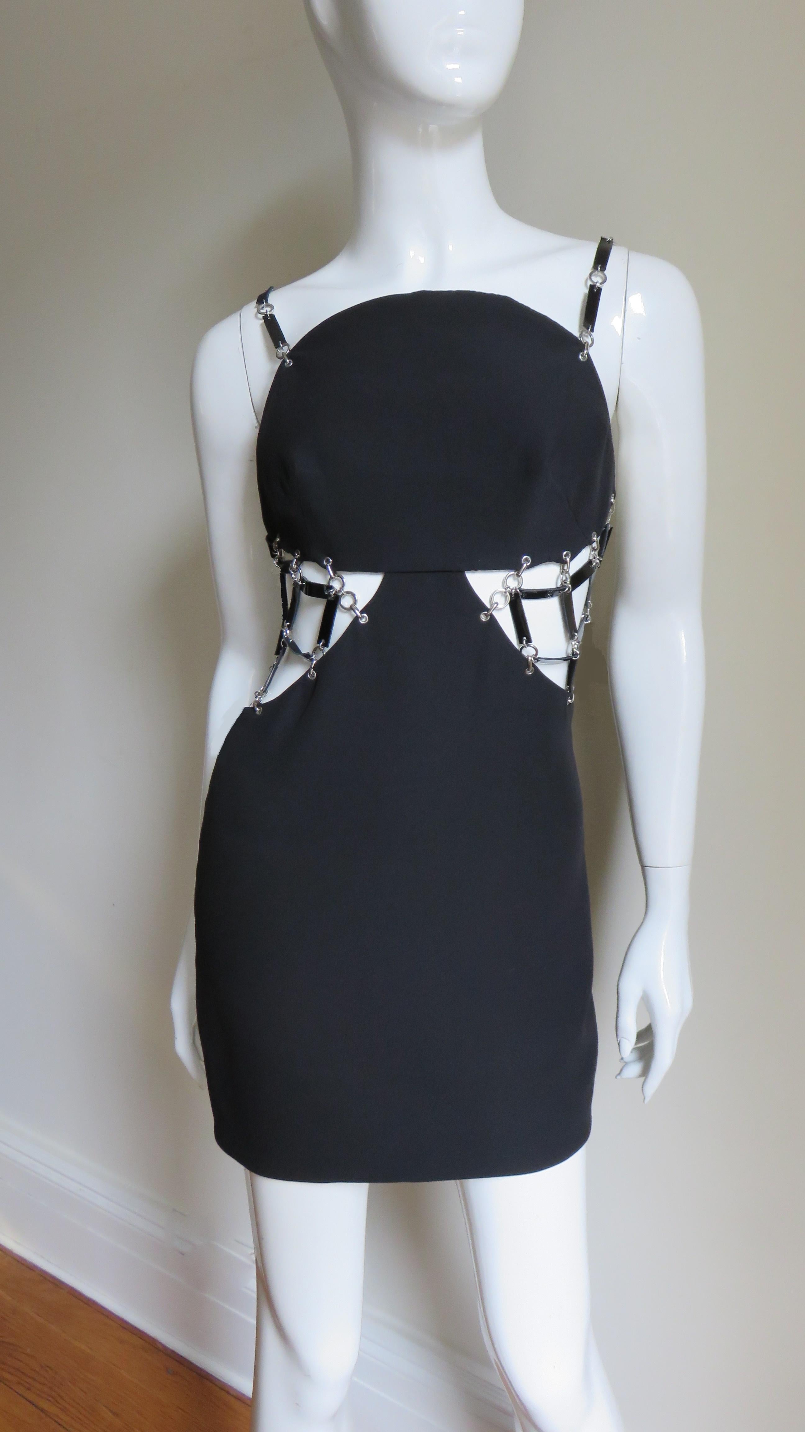 Versace Silk Dress with Leather Links and Cut outs 3