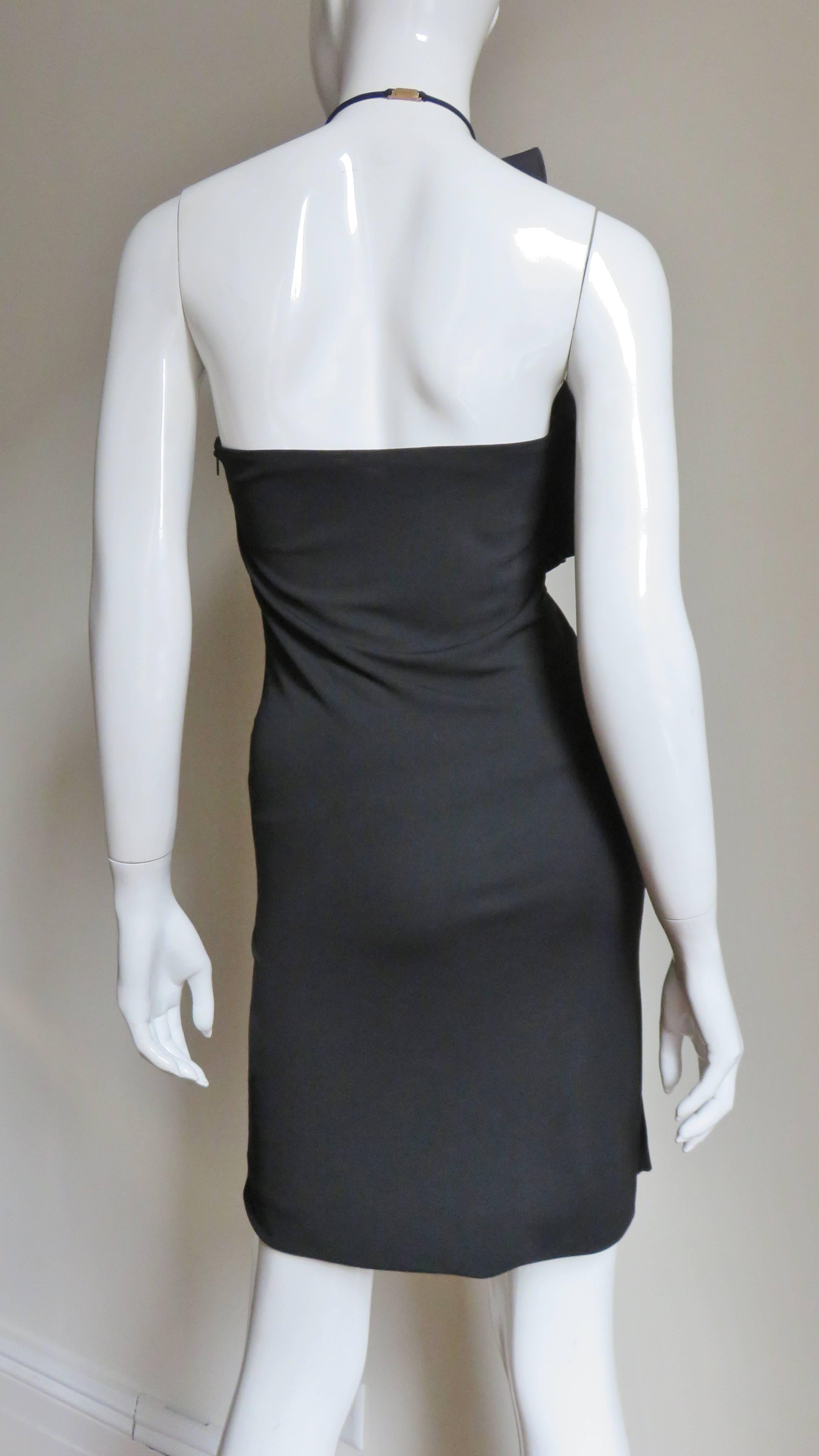  Gucci Ruffle Neck Silk Halter Dress For Sale 3