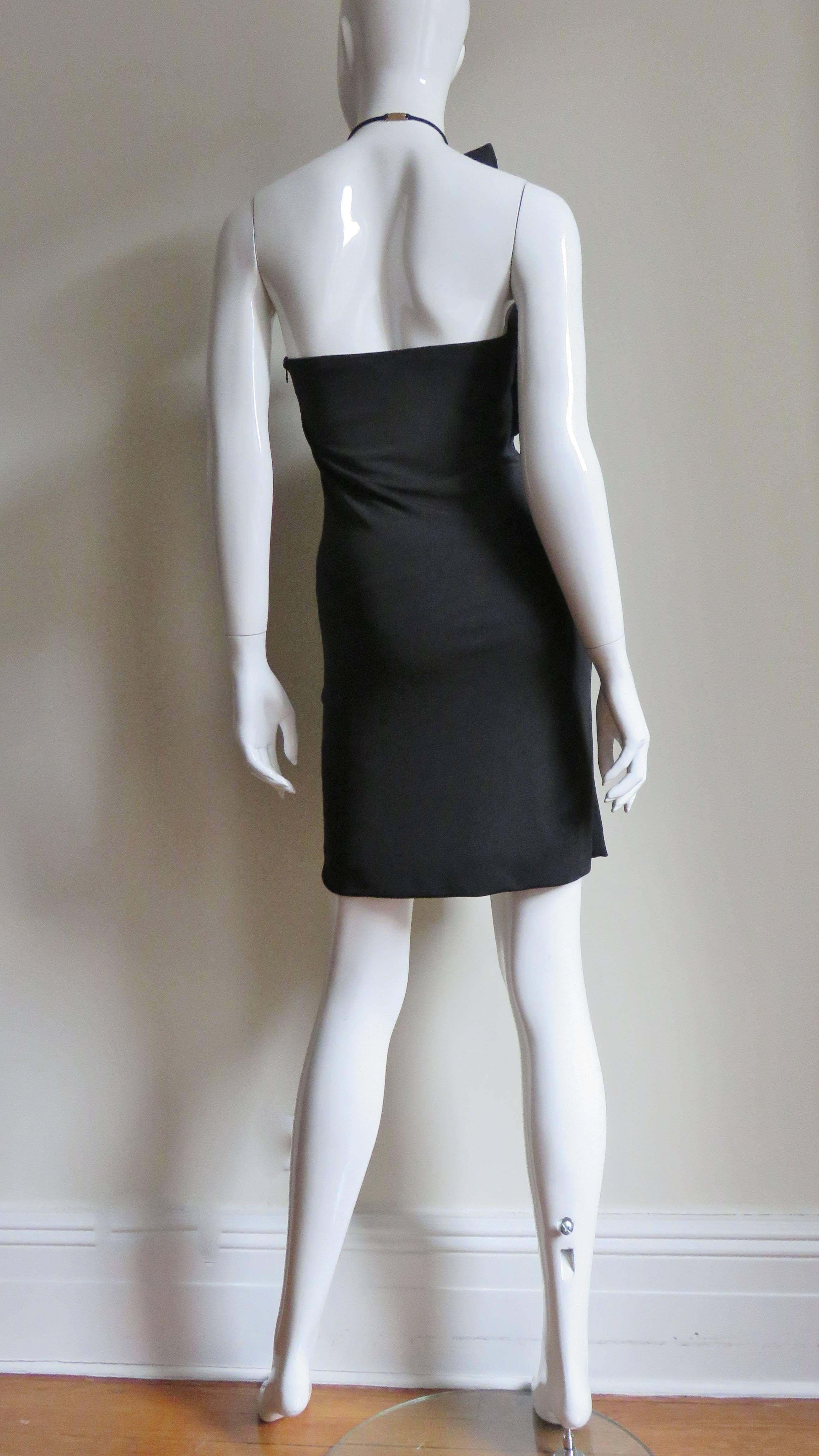  Gucci Ruffle Neck Silk Halter Dress For Sale 5