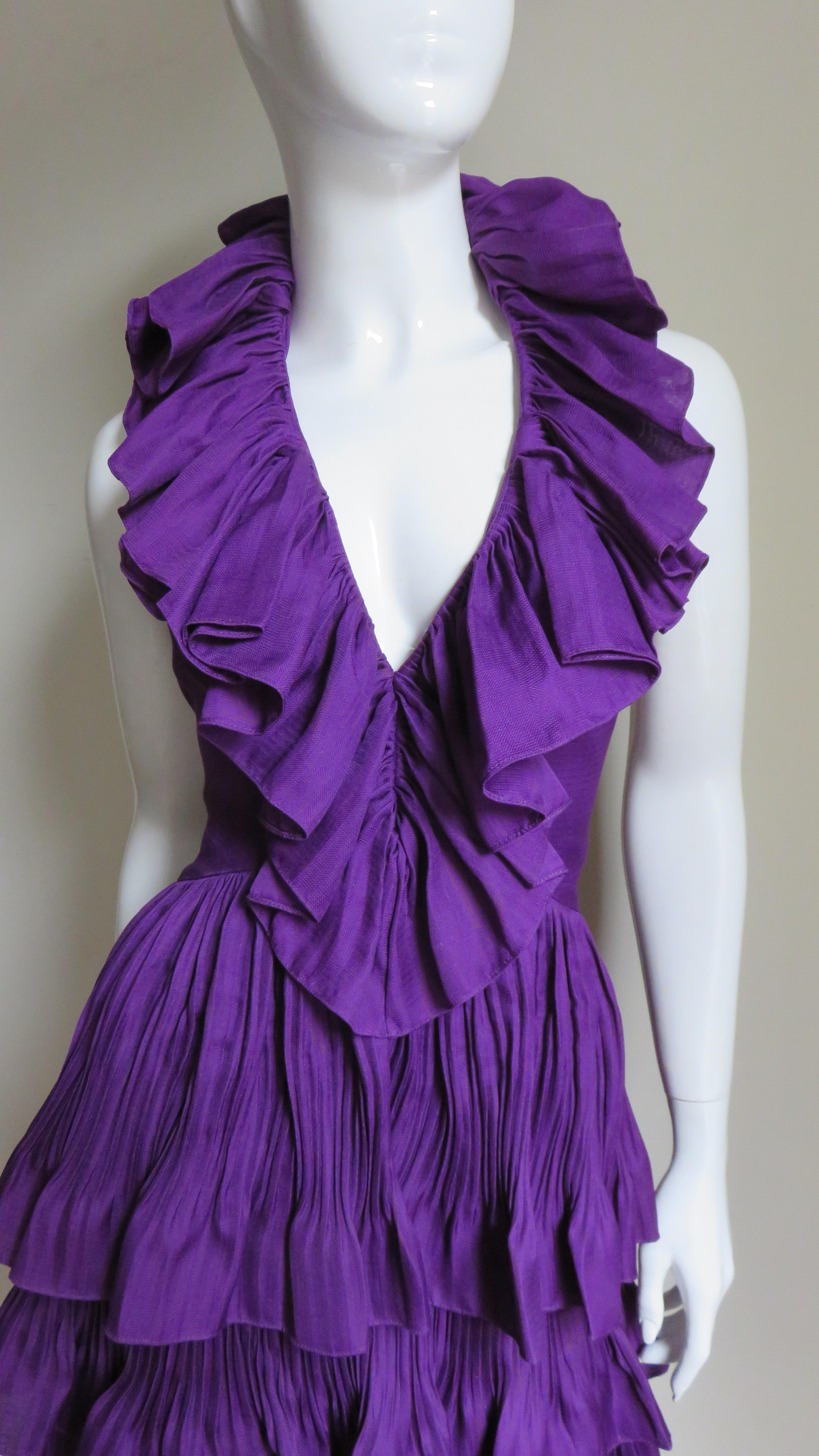 Purple John Galliano for Christian Dior S/S 2009 Silk Halter Dress For Sale
