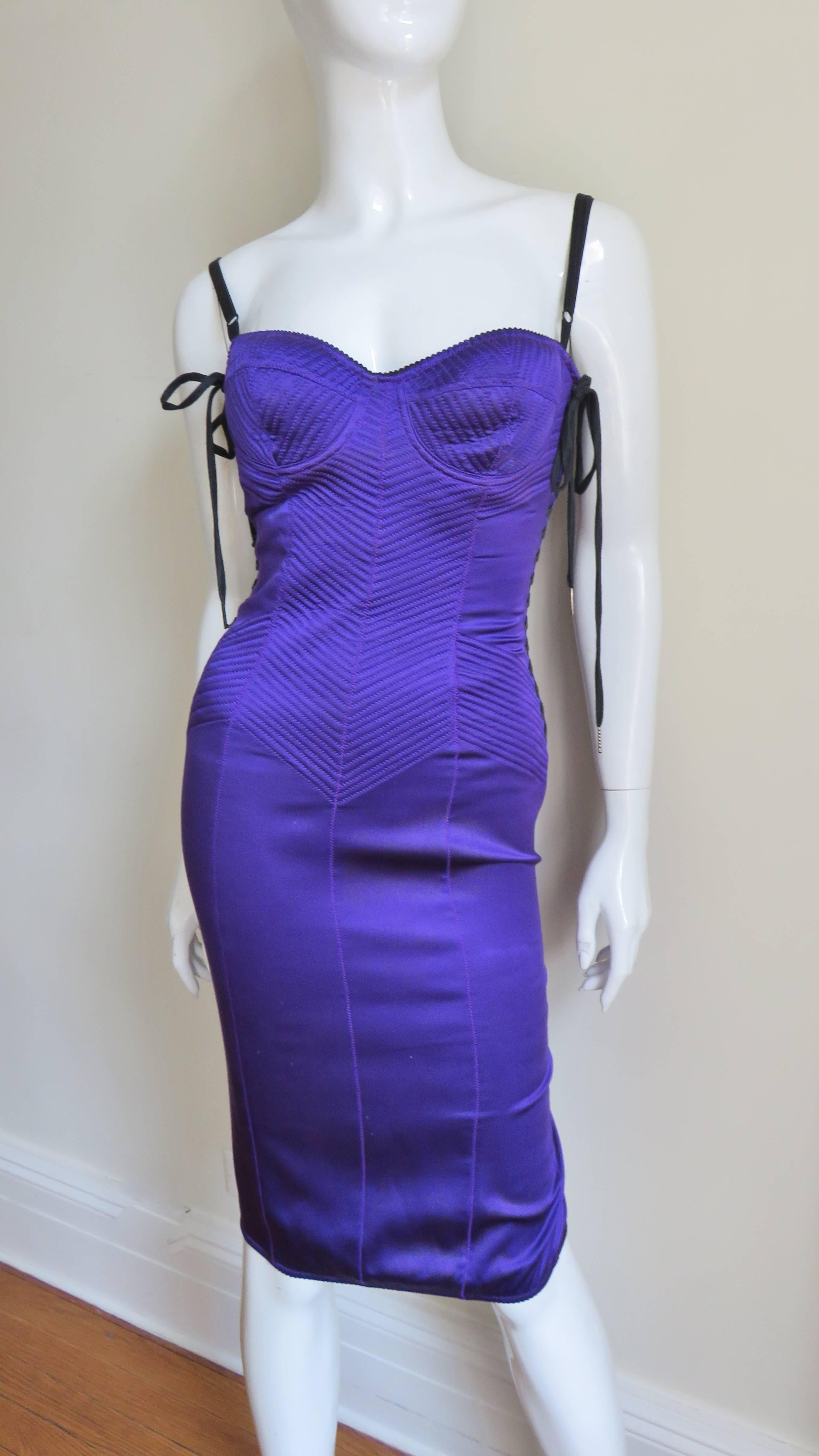 Purple  Dolce & Gabbana Lace up Sides Dress 