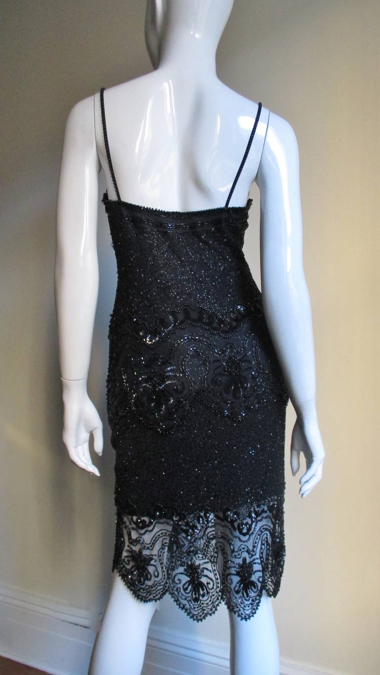 Fabrice Couture Silk Beaded Camisole and Skirt Set 1990s For Sale 5