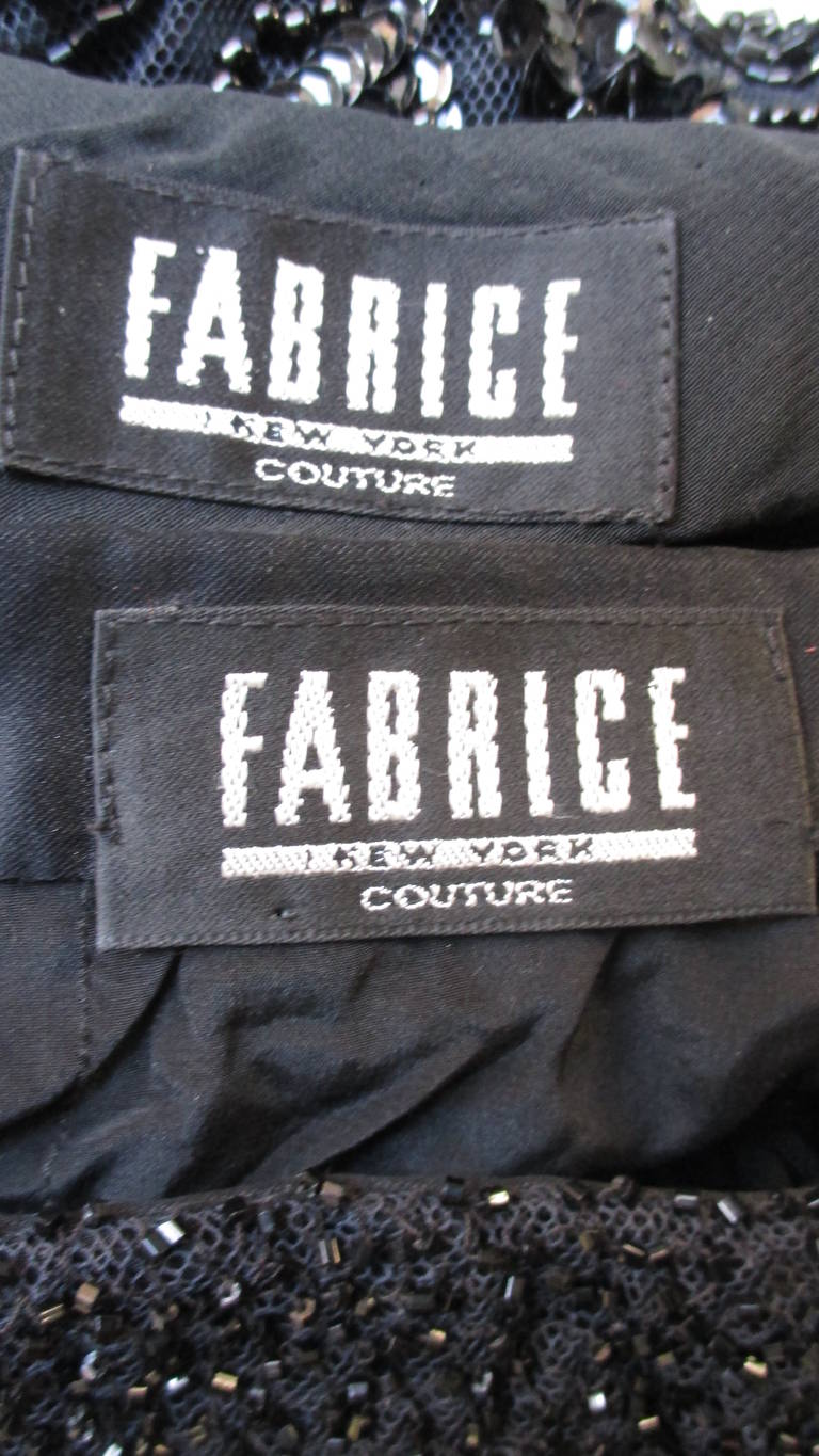 Fabrice Couture - Ensemble caraco et jupe perlée, années 1990 en vente 9