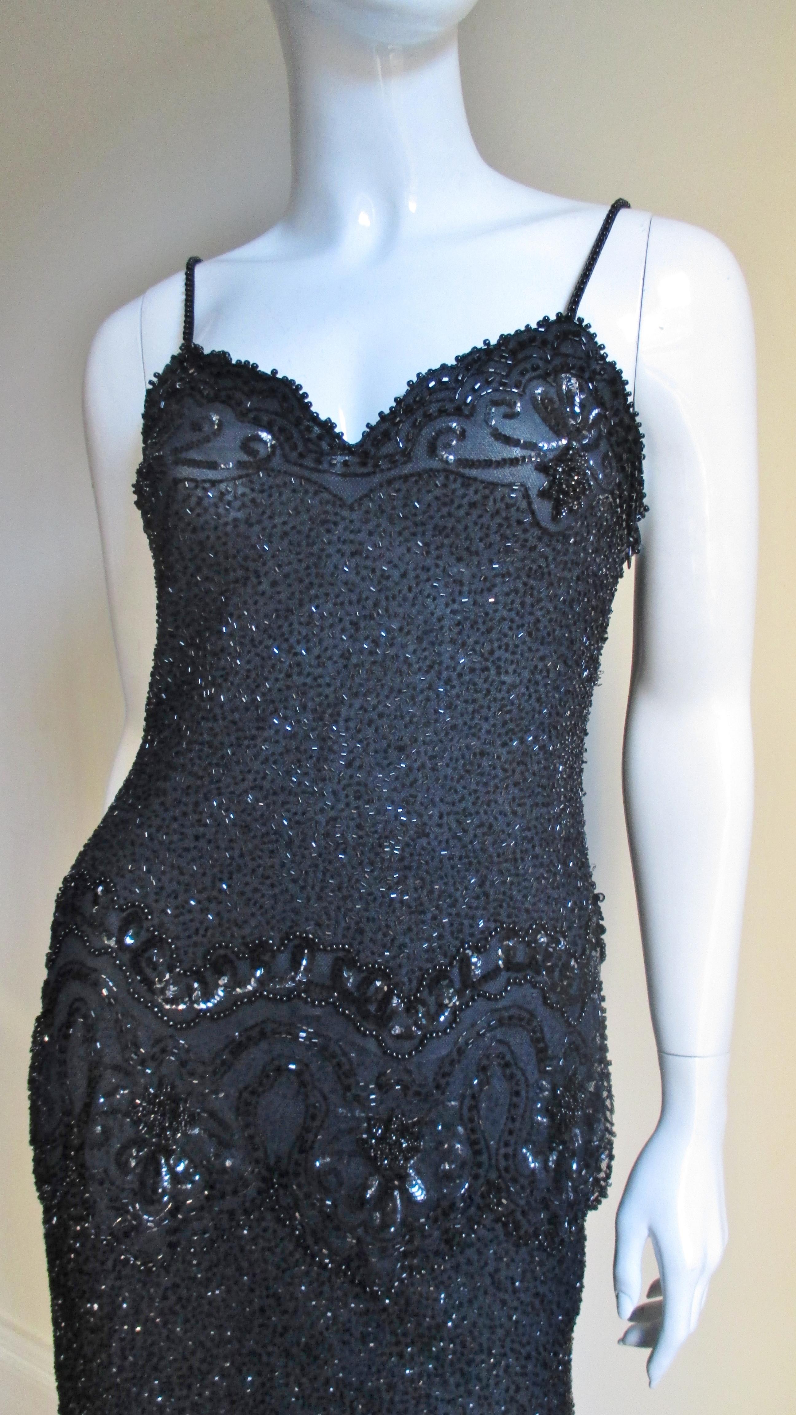 Women's Fabrice Couture Silk Beaded Camisole and Skirt Set 1990s For Sale