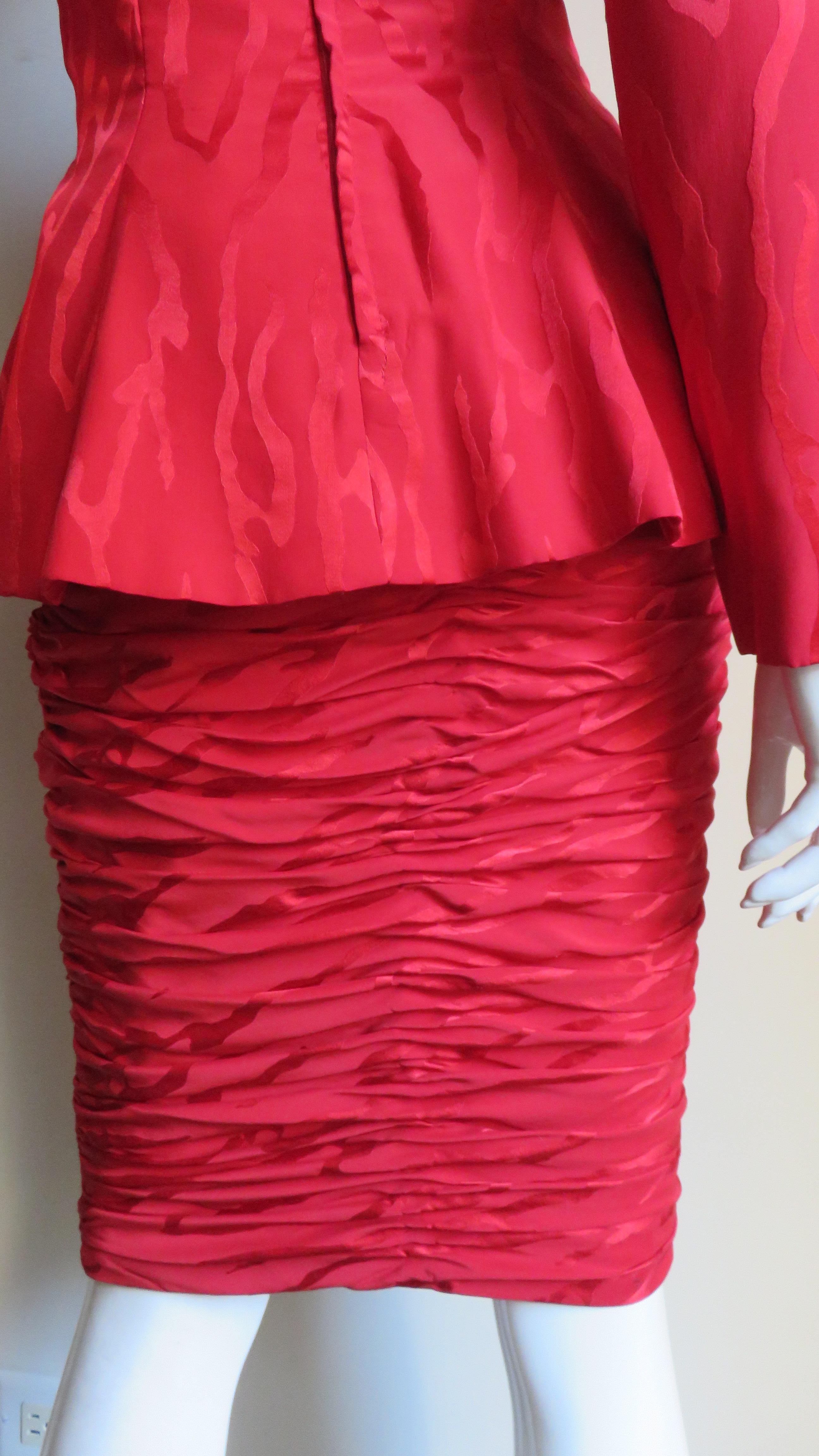 Vicky Tiel Couture 1990s Silk Skirt and Bow Top 11