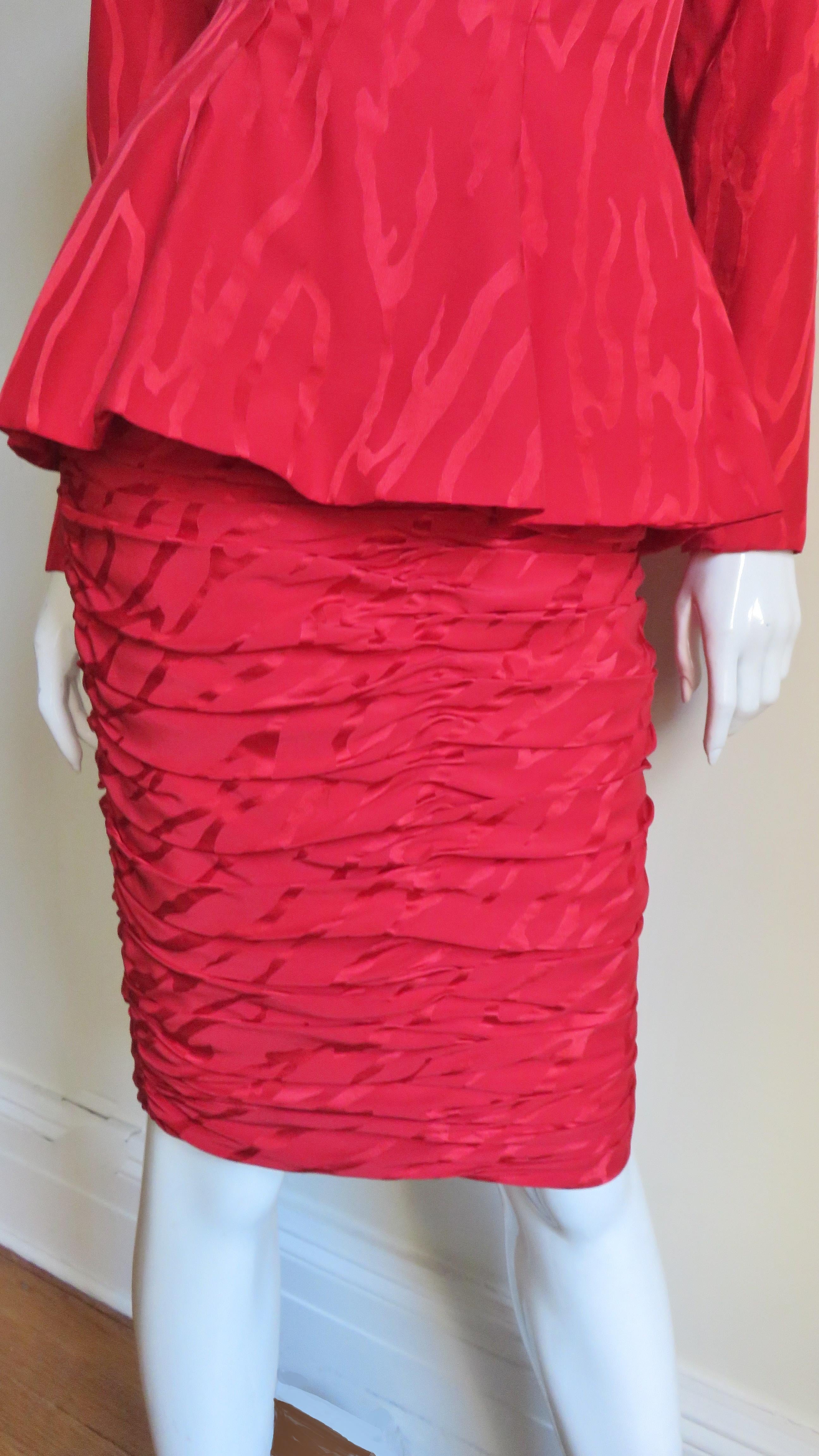 Women's Vicky Tiel Couture 1990s Silk Skirt and Bow Top