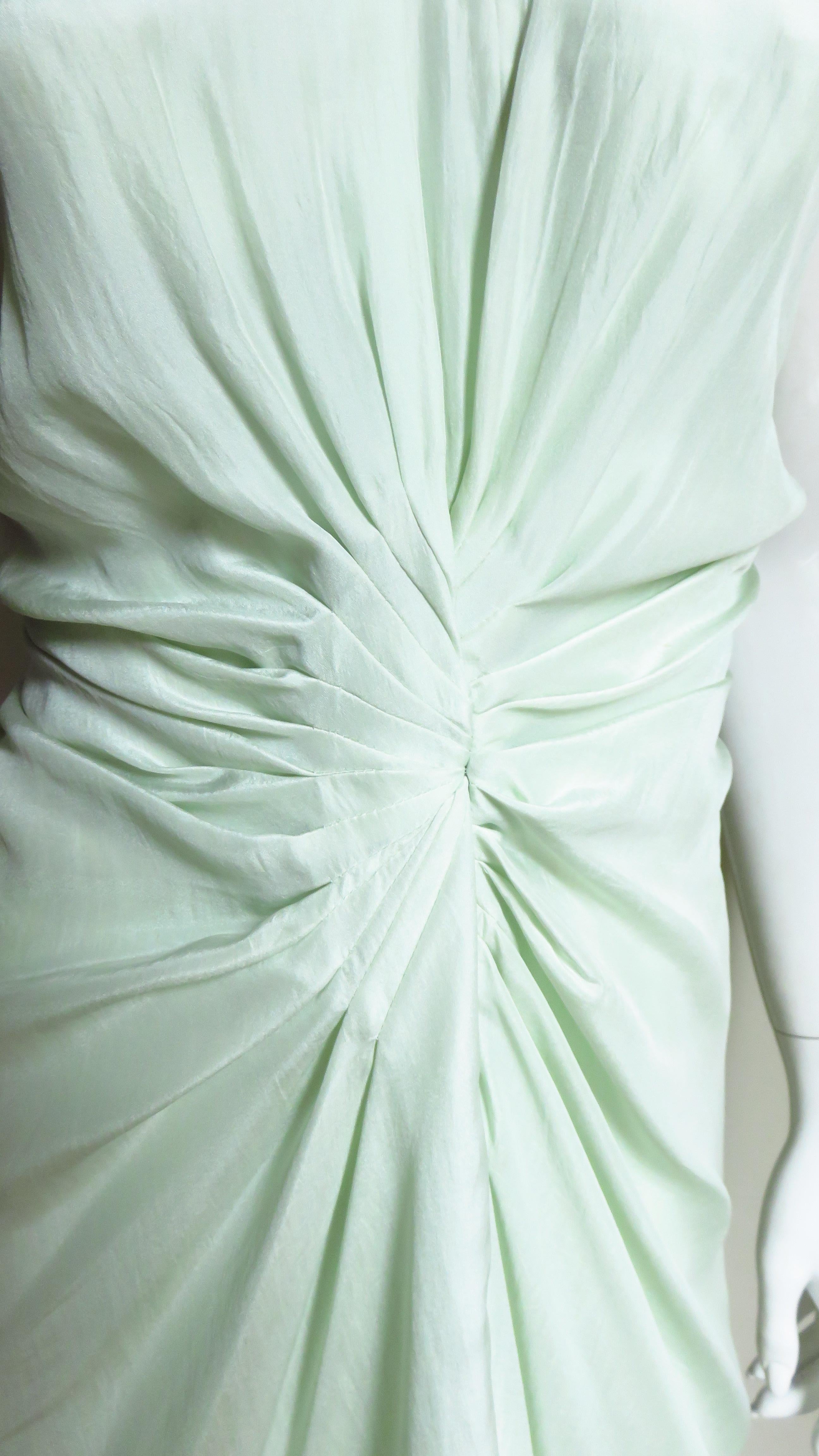 Gray John Galliano for Christian Dior Silk Ruched Corset Dress