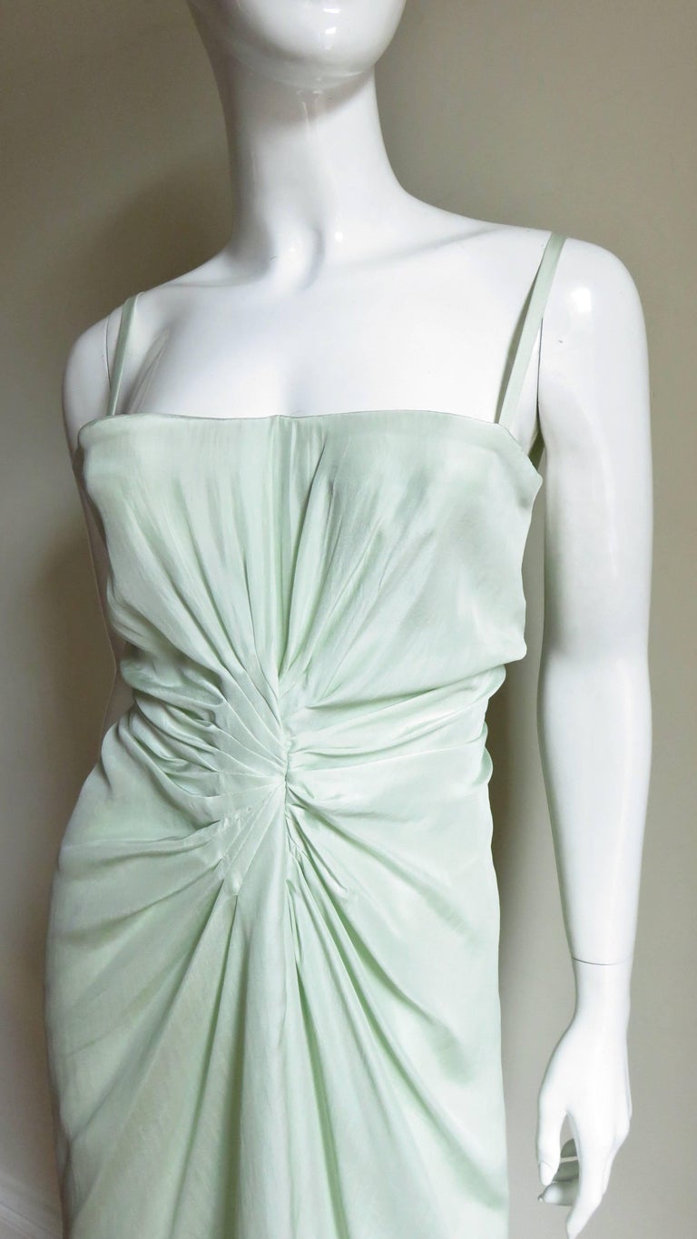 Gray John Galliano for Christian Dior Silk Ruched Corset Dress For Sale