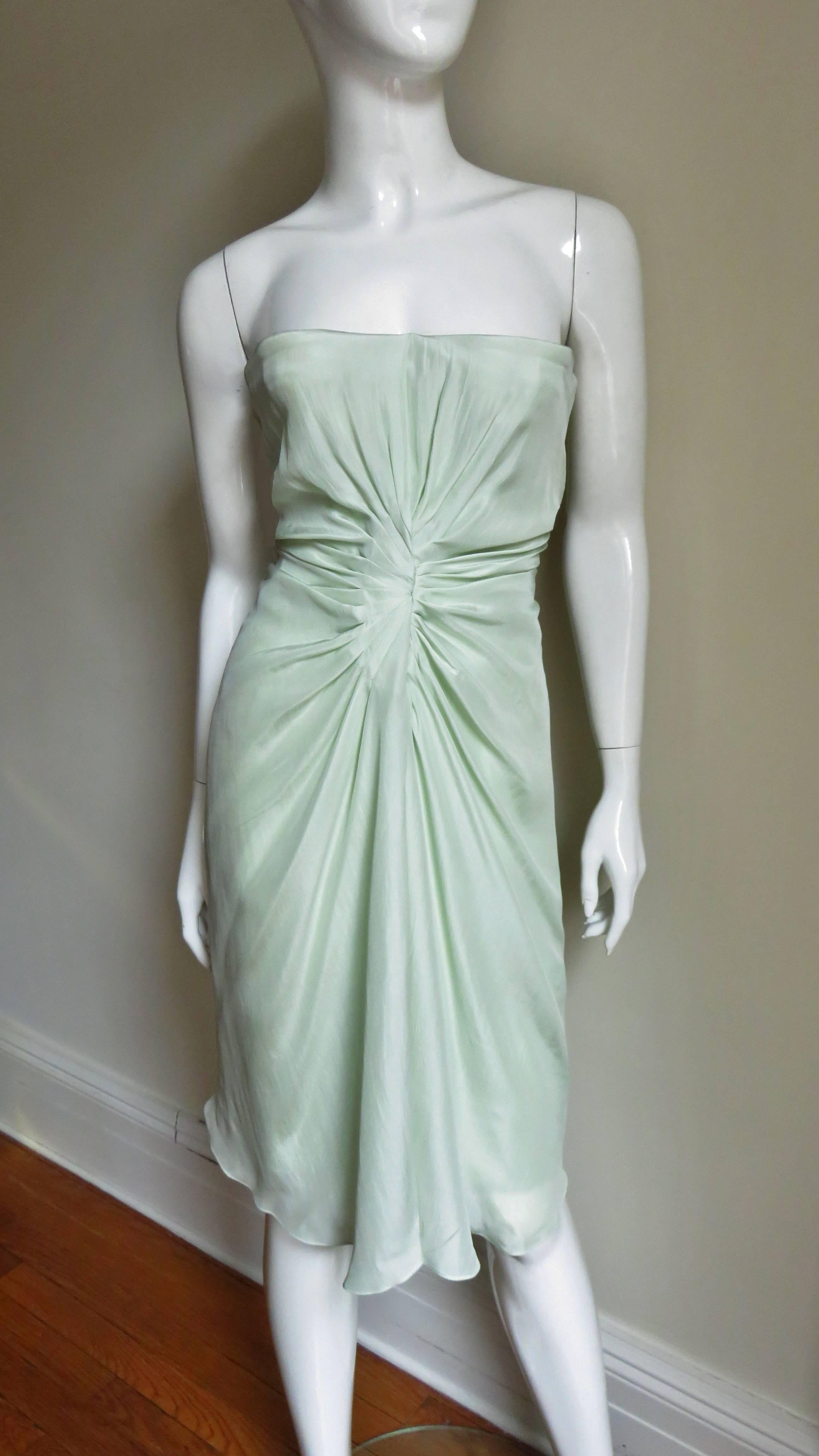 Women's John Galliano for Christian Dior Silk Ruched Corset Dress