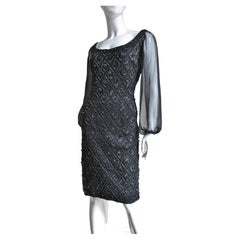 1960s Beaded Banff Dress with Sheer Sleeves