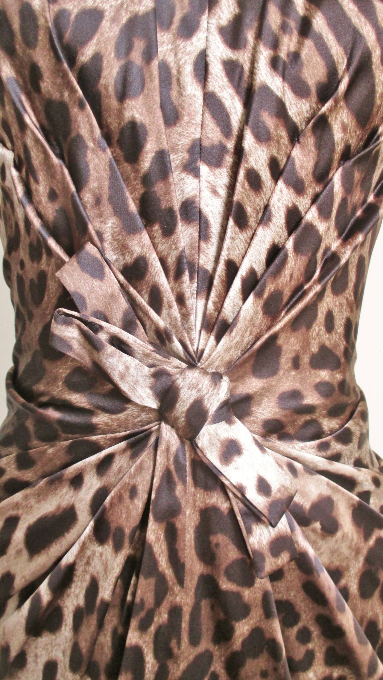 Brown Dolce & Gabbana Strapless Silk Dress For Sale