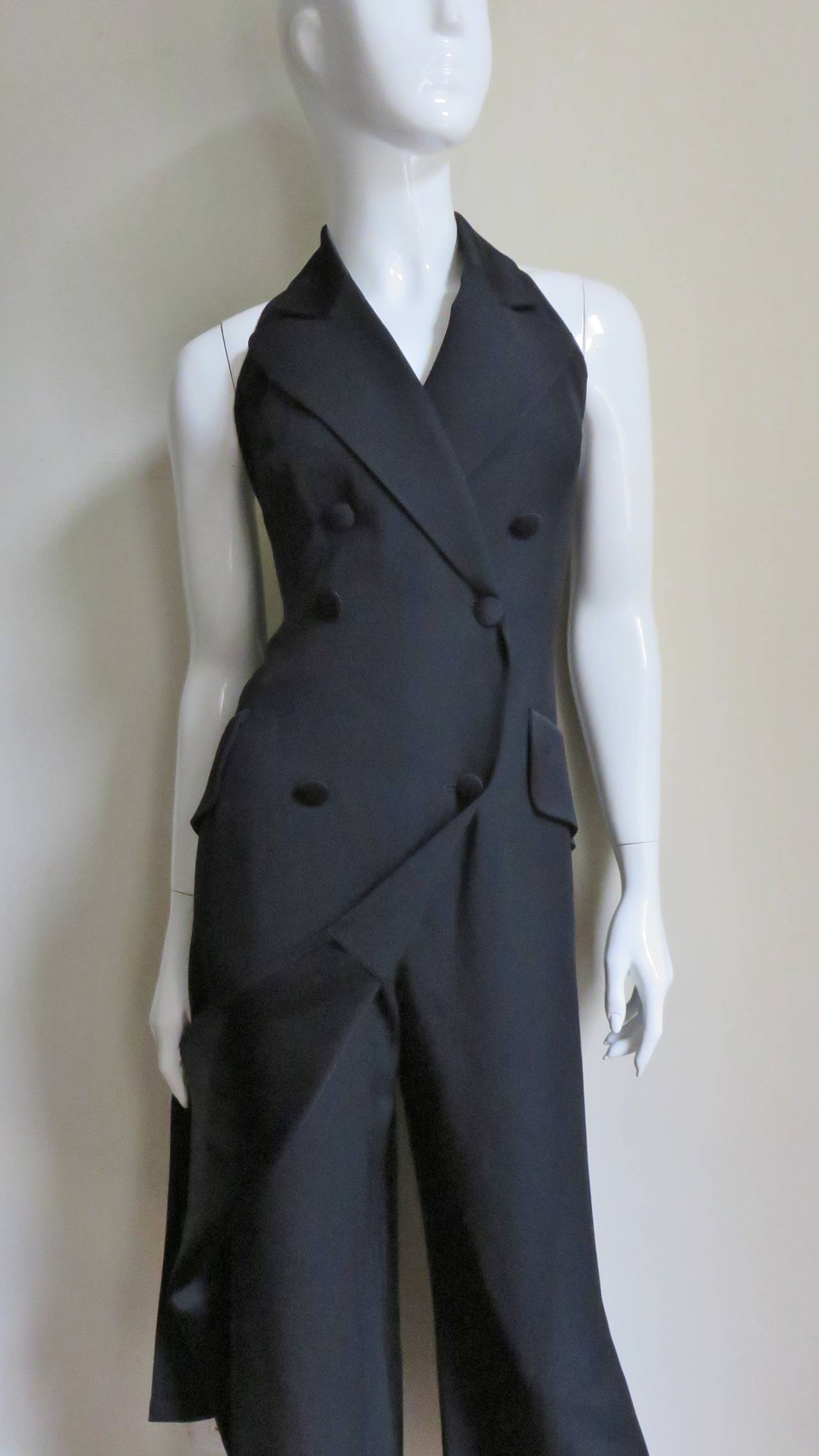 Black Moschino Halter Tuxedo Jumpsuit  For Sale