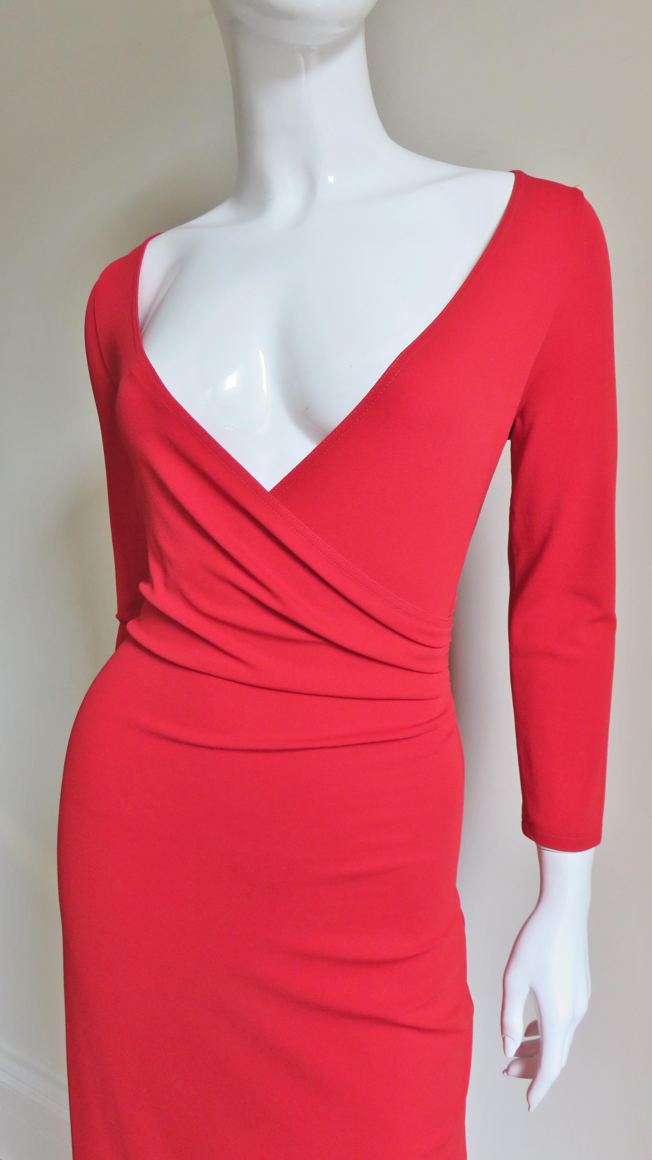 Wickel-Bodycon-Kleid von Celine (Rot) im Angebot