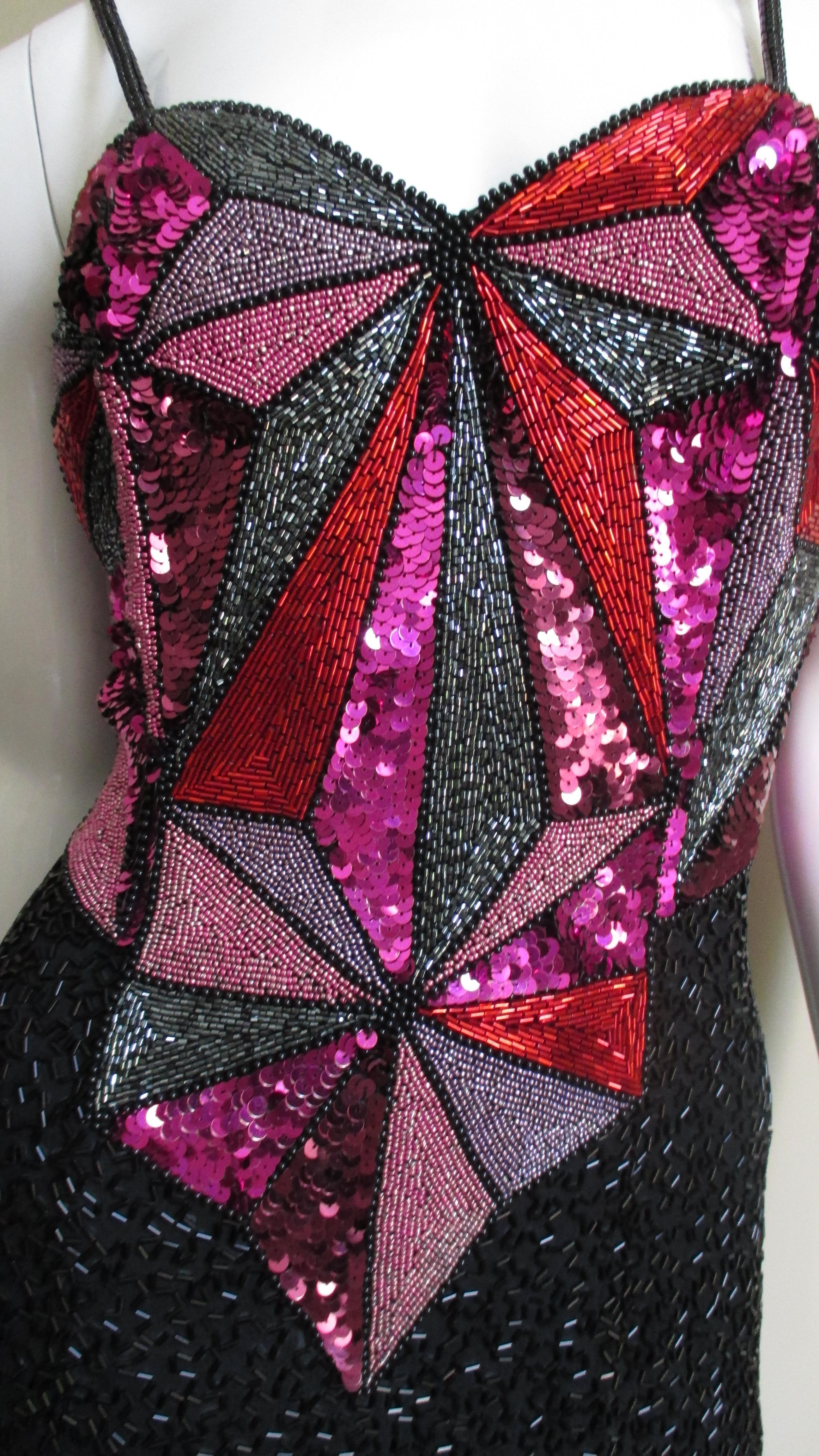 Christian Lacroix 1980s Beaded Silk Dress For Sale 1