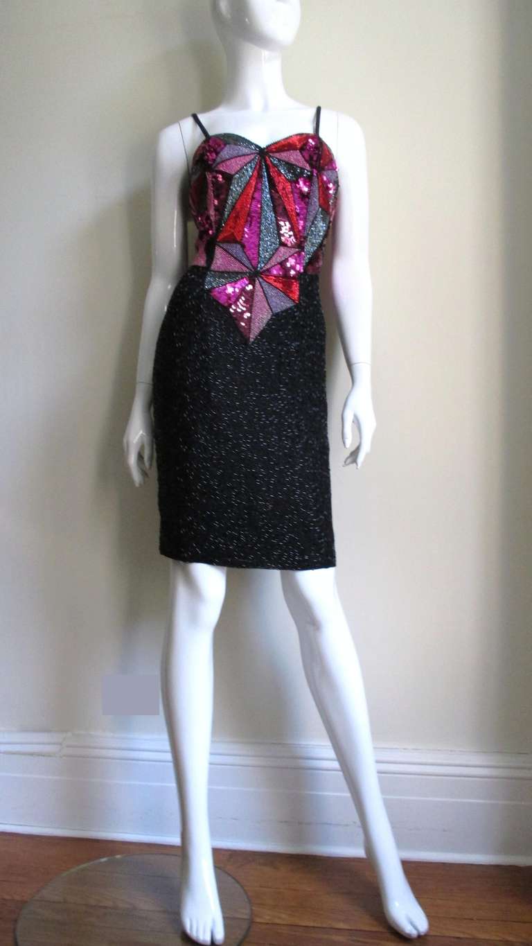 Christian Lacroix 1980s Beaded Silk Dress  For Sale 5