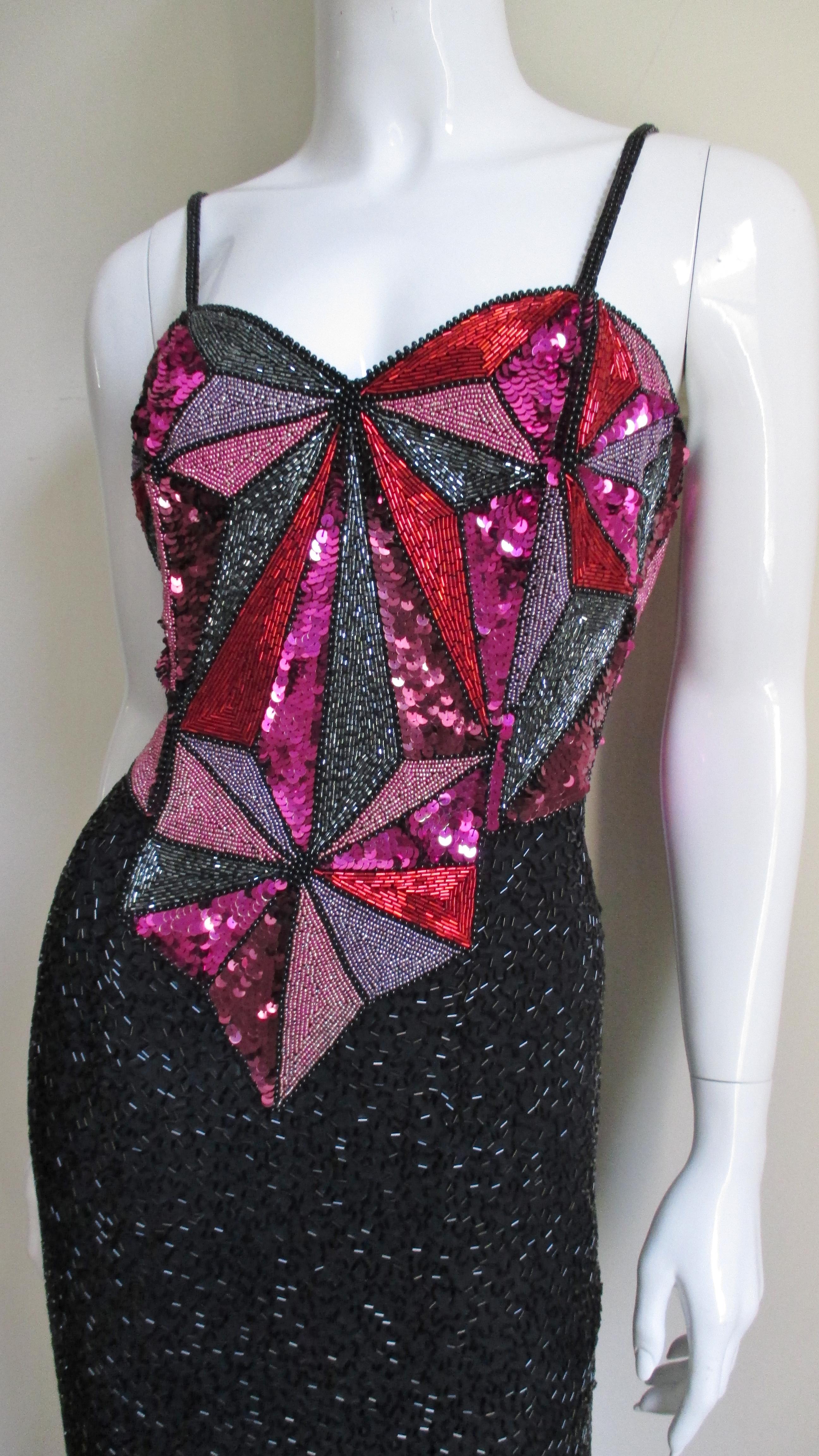 Christian Lacroix 1980s Beaded Silk Dress  In Excellent Condition For Sale In Water Mill, NY