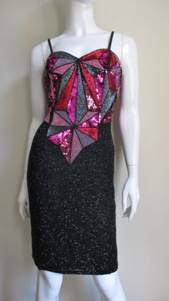 Christian Lacroix 1980s Beaded Silk Dress