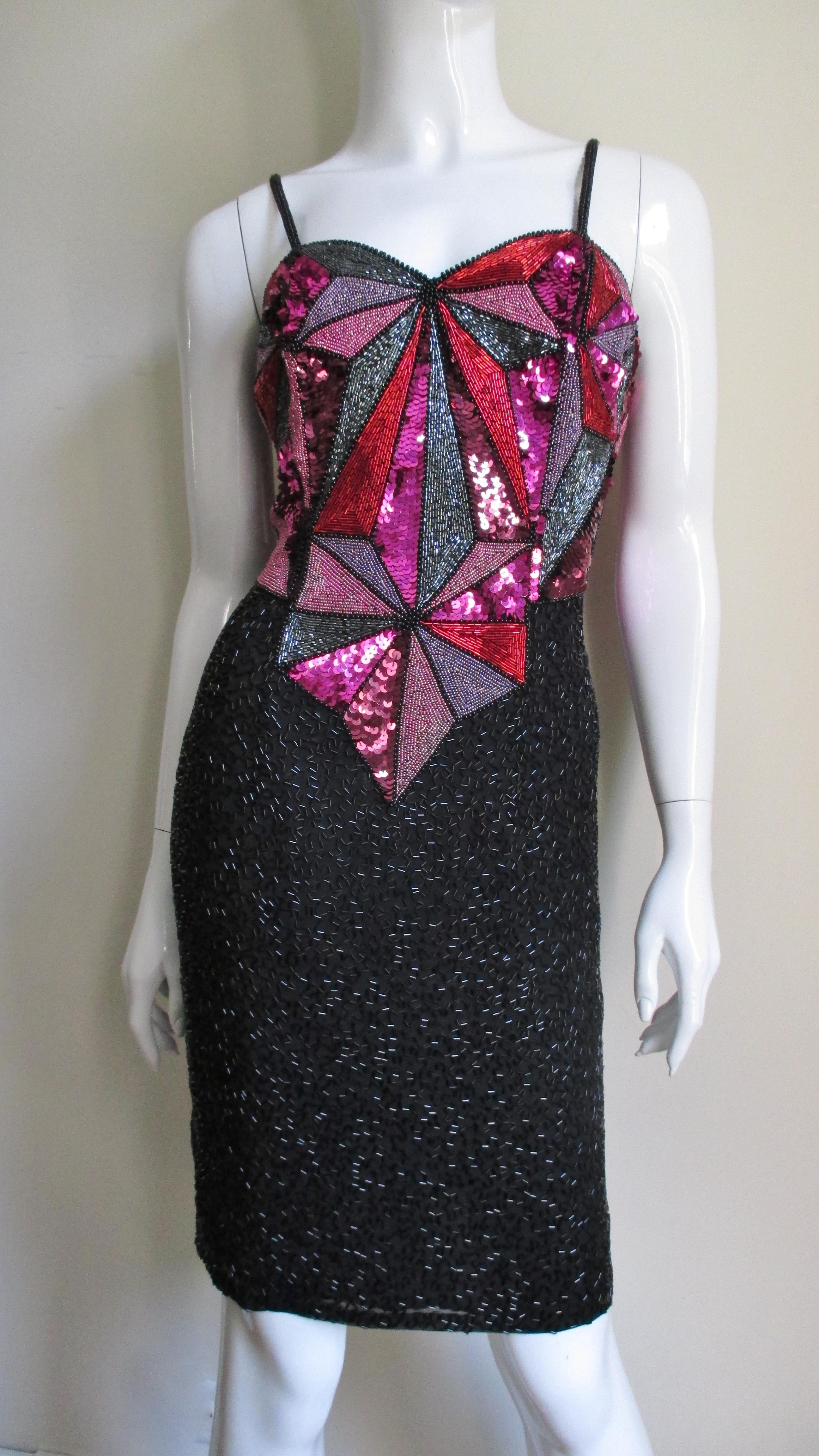 Christian Lacroix 1980s Beaded Silk Dress  For Sale 4