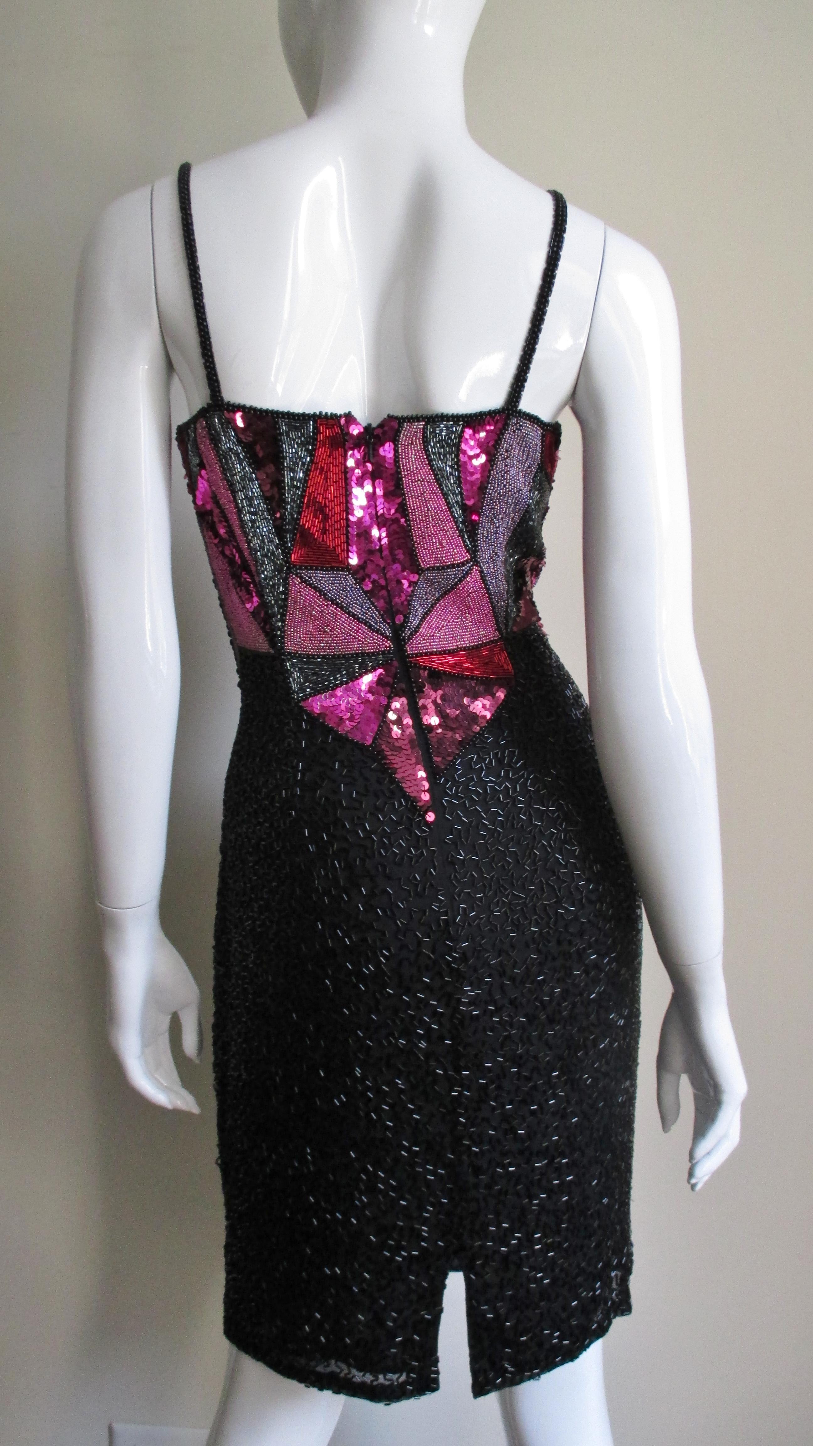 Christian Lacroix 1980s Beaded Silk Dress  For Sale 6