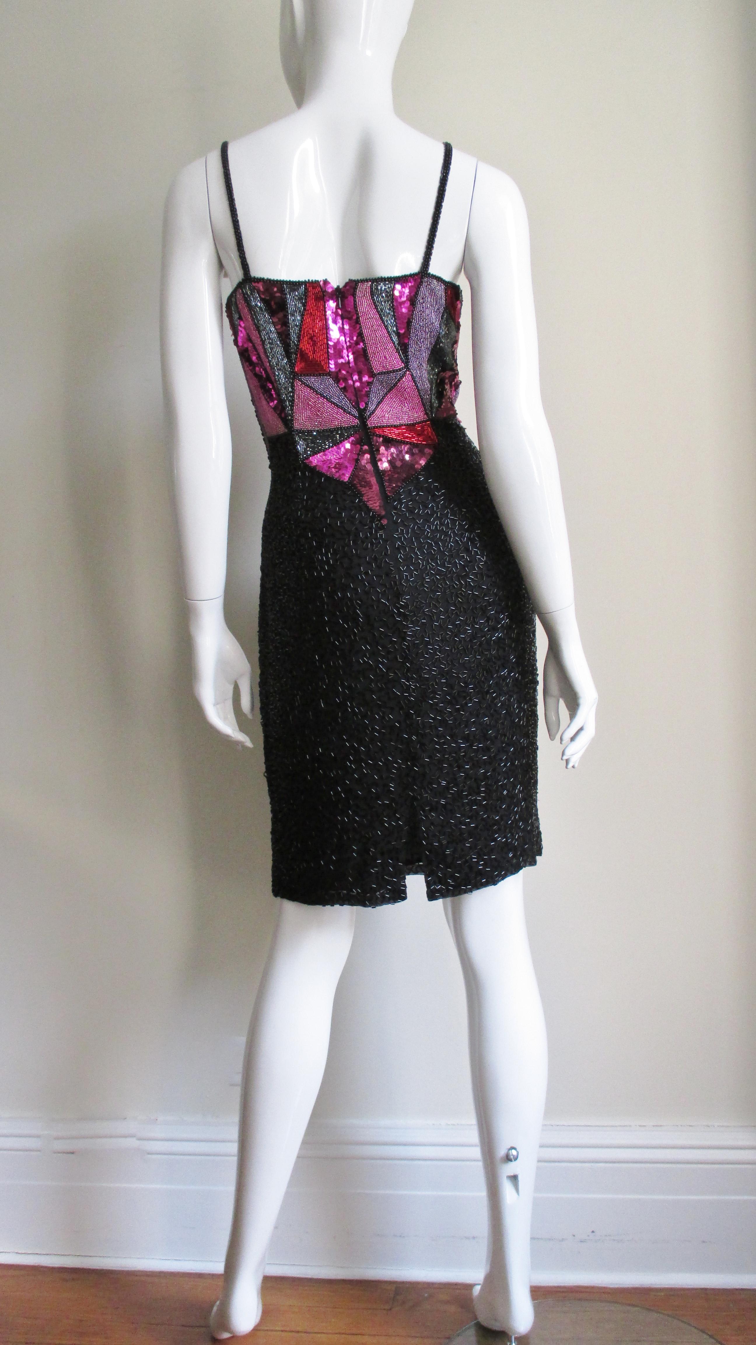 Christian Lacroix 1980s Beaded Silk Dress For Sale 9